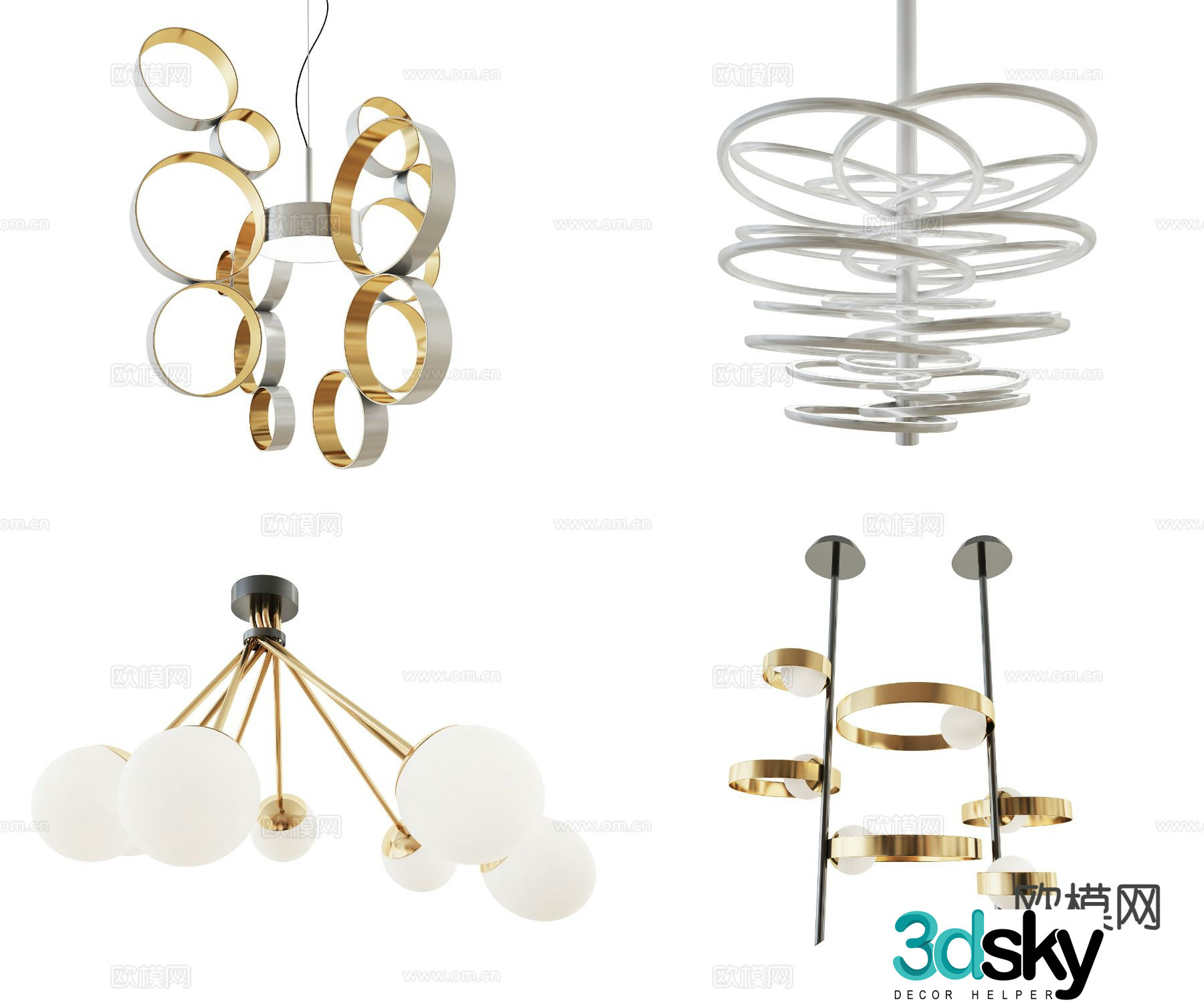 Light luxury hall chandelier 3d model