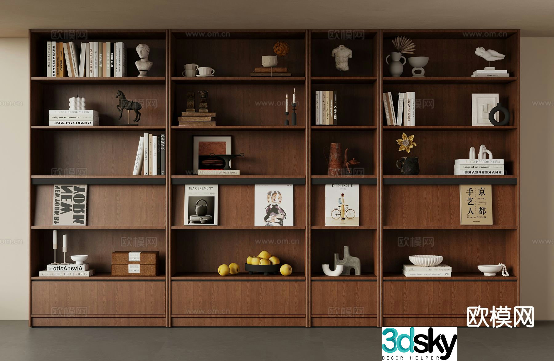 Medieval style bookcase 3D model