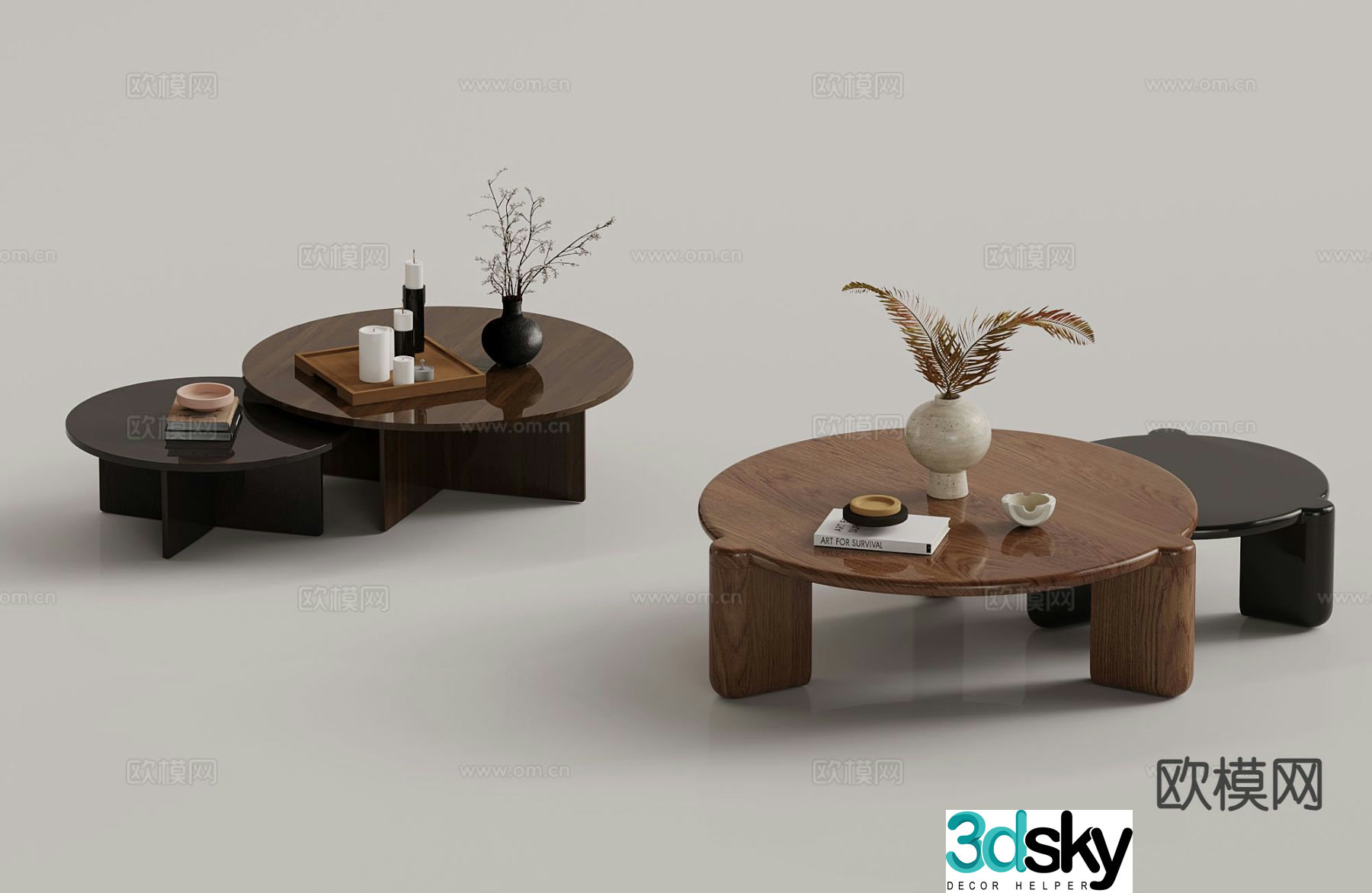 Modern double coffee table 3d model