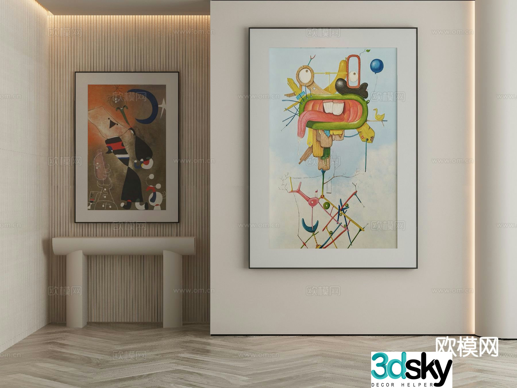 Modern decorative painting cartoon hanging painting oil painting 3d model