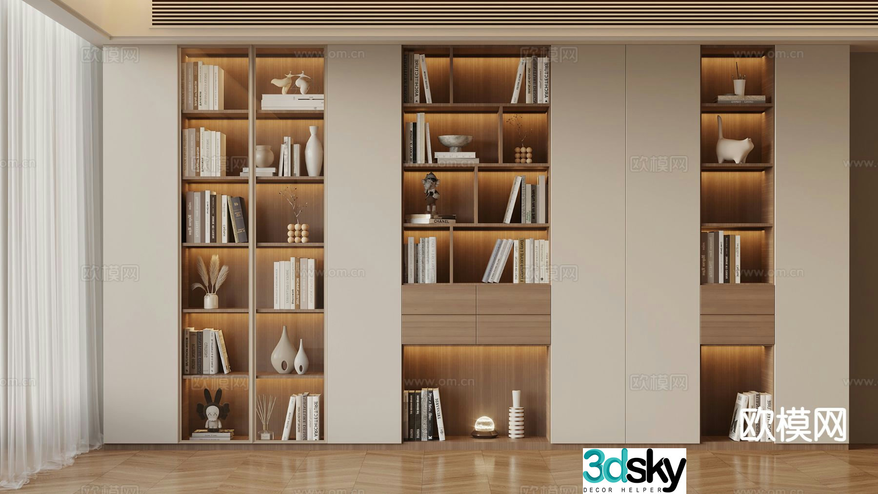 Modern bookcase 3d model