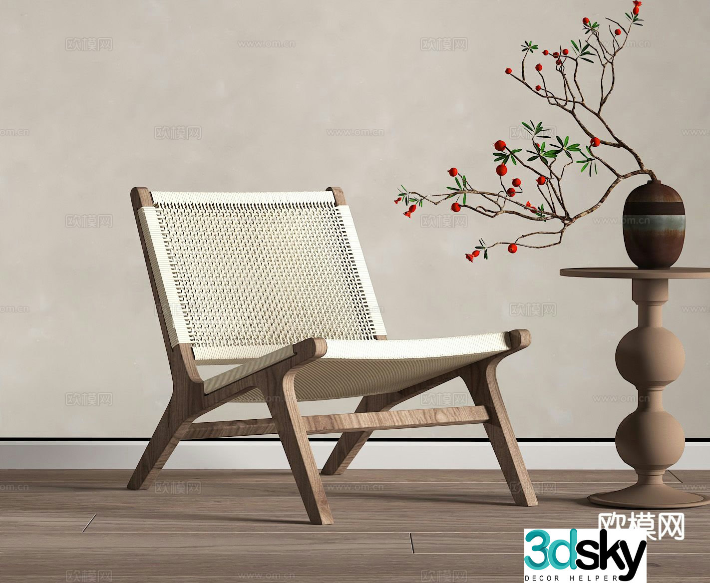 New Chinese style chair armchair leisure chair 3d model