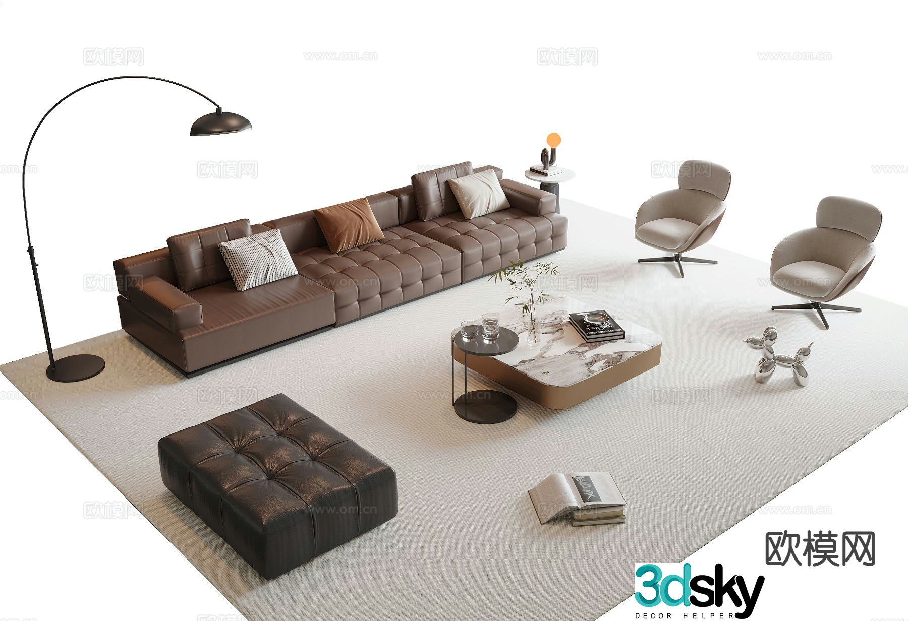 Italian sofa coffee table modular sofa 3d model