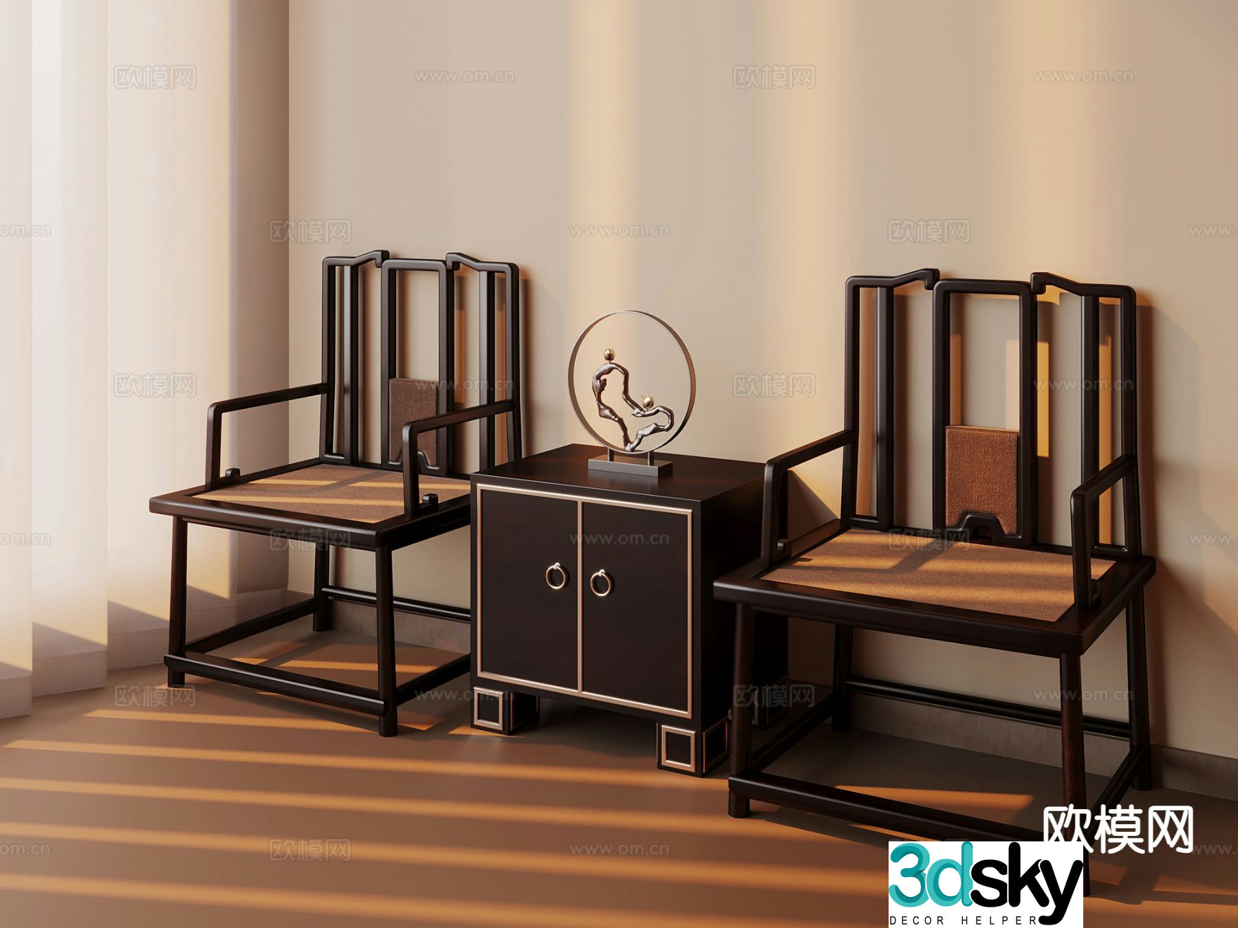 New Chinese style Taishi chair leisure chair 3d model