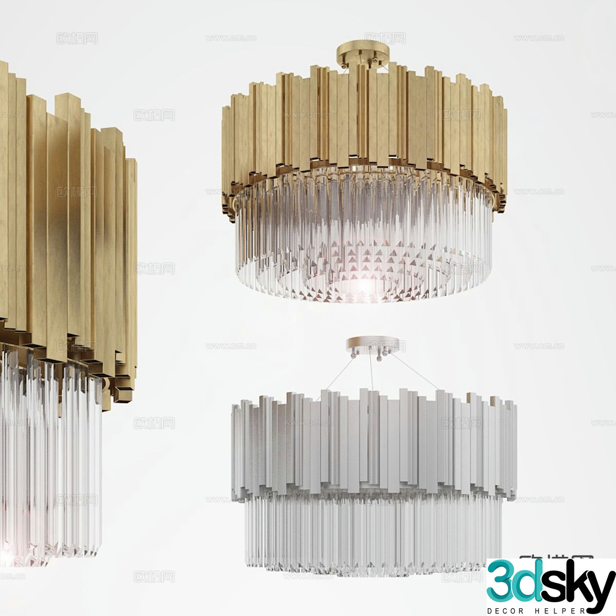 Light luxury crystal chandelier 3d model