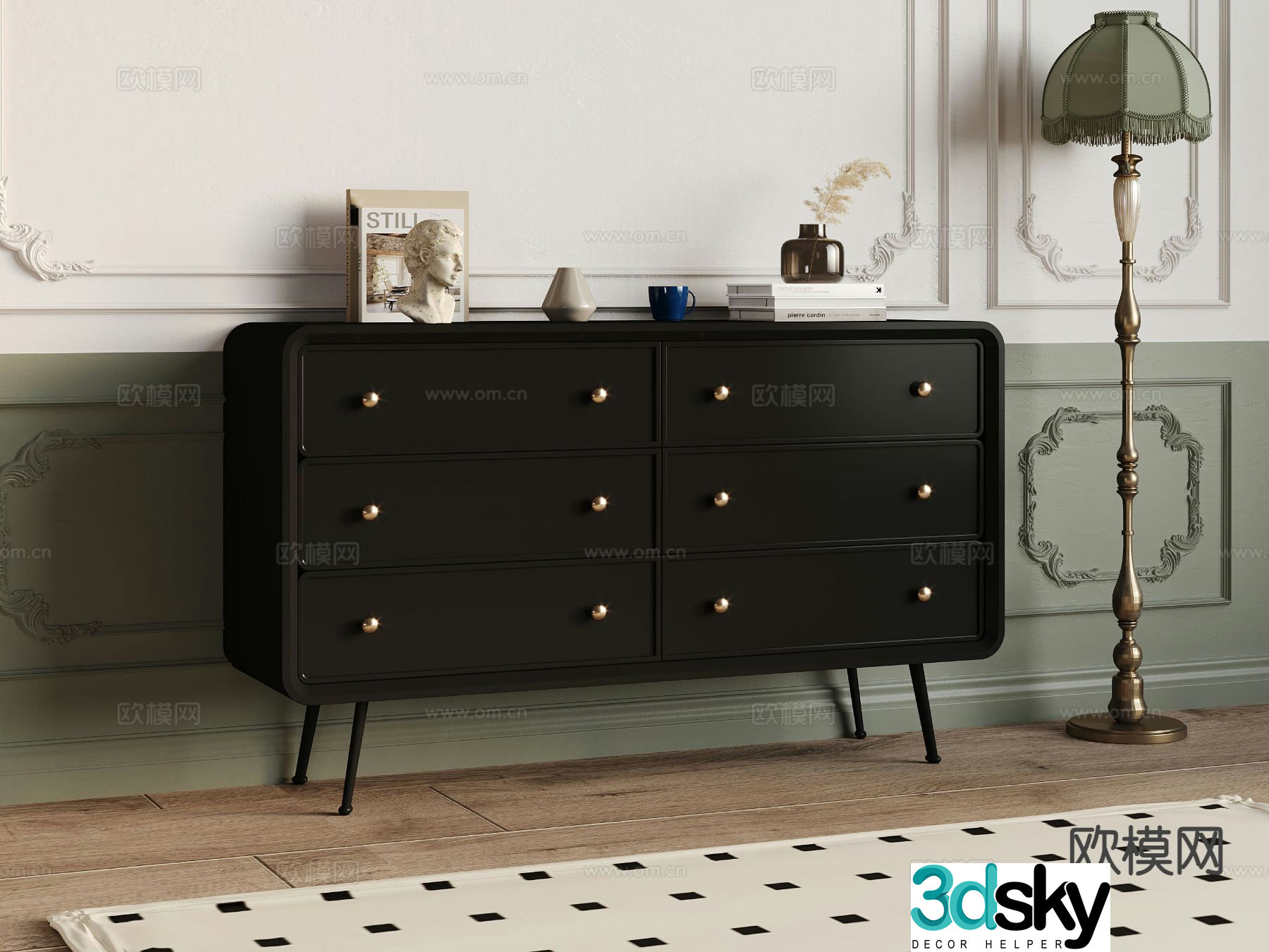 French retro entryway cabinet 3d model