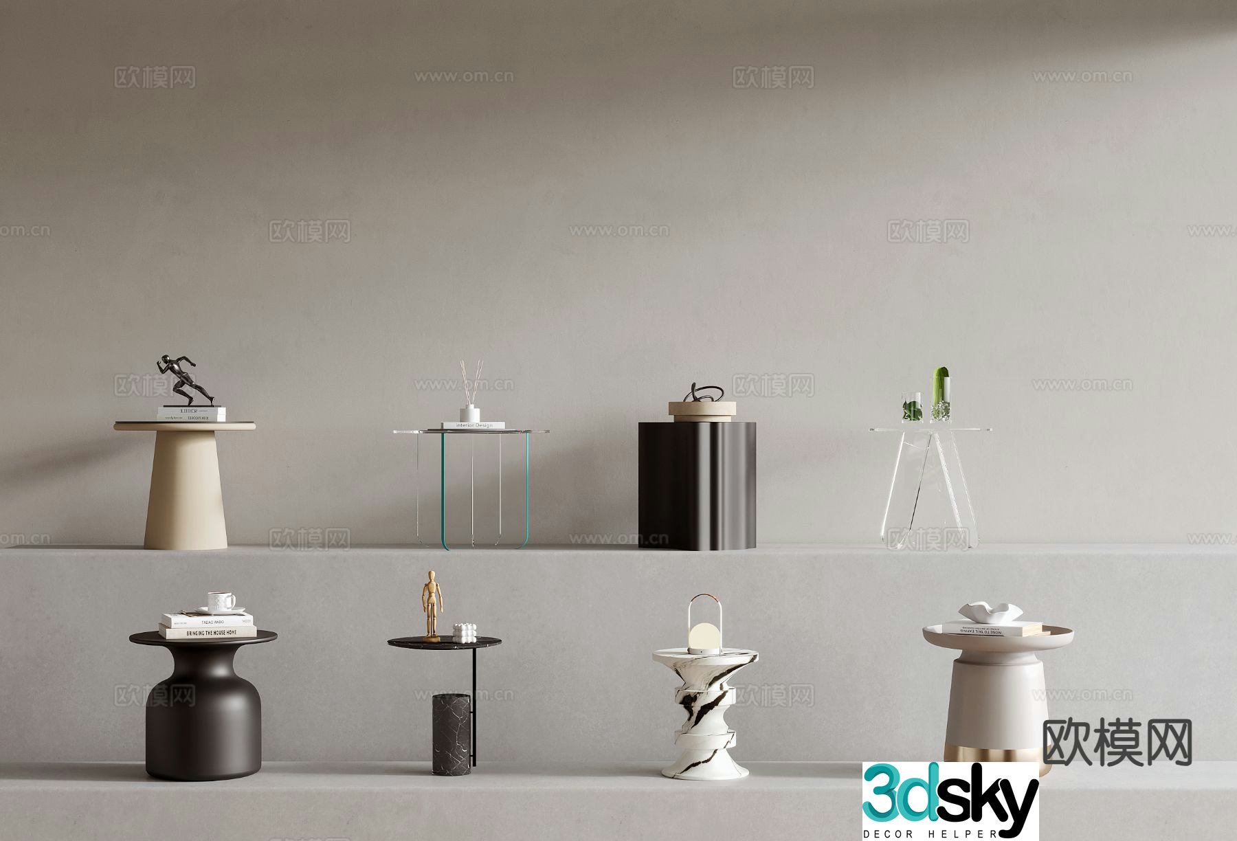 Modern side table corner table round table 3D model