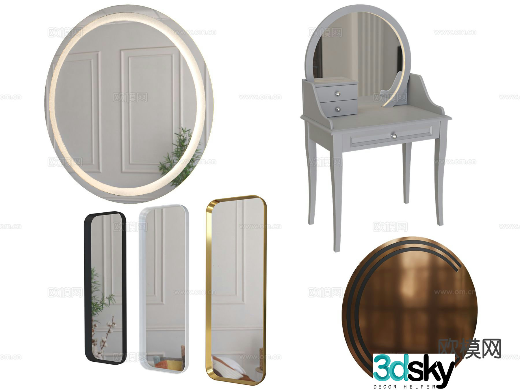 Window mirror floor mirror cosmetic mirror bathroom mirror dressing table 3D model