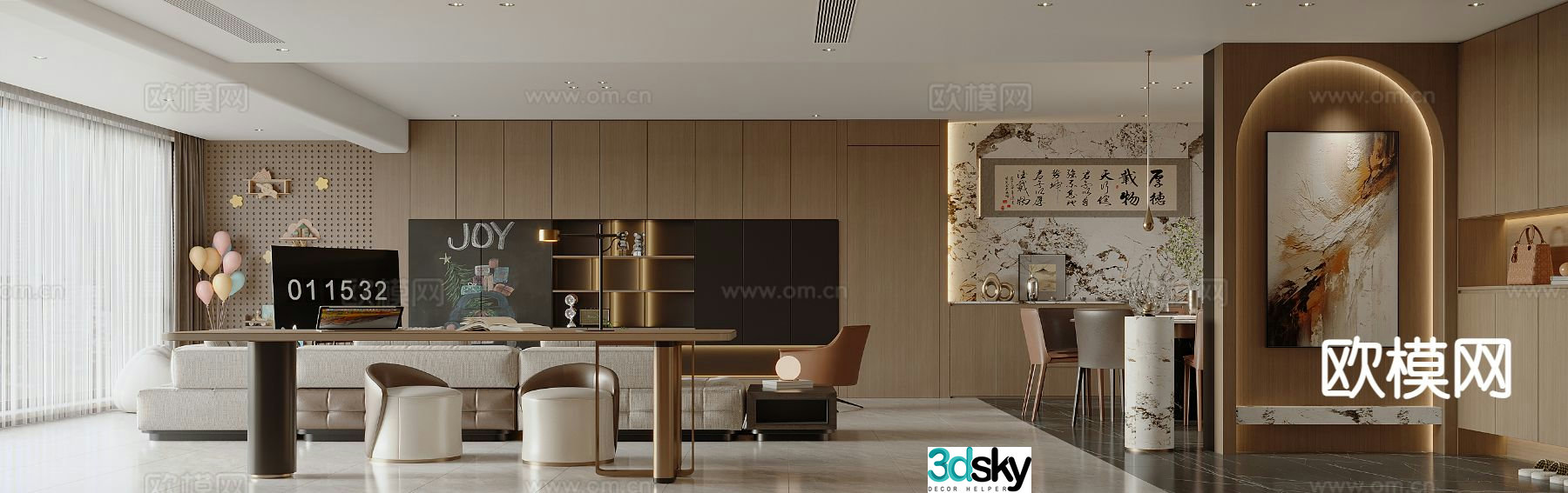Light luxury restaurant large flat floor 3D model