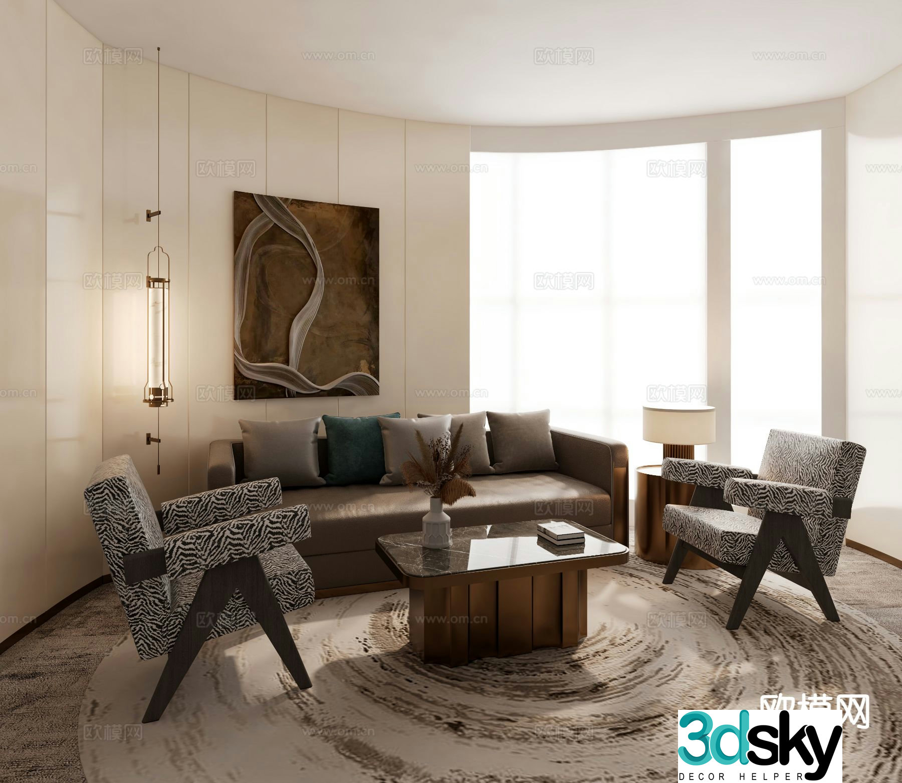 Light luxury modular sofa 3D model