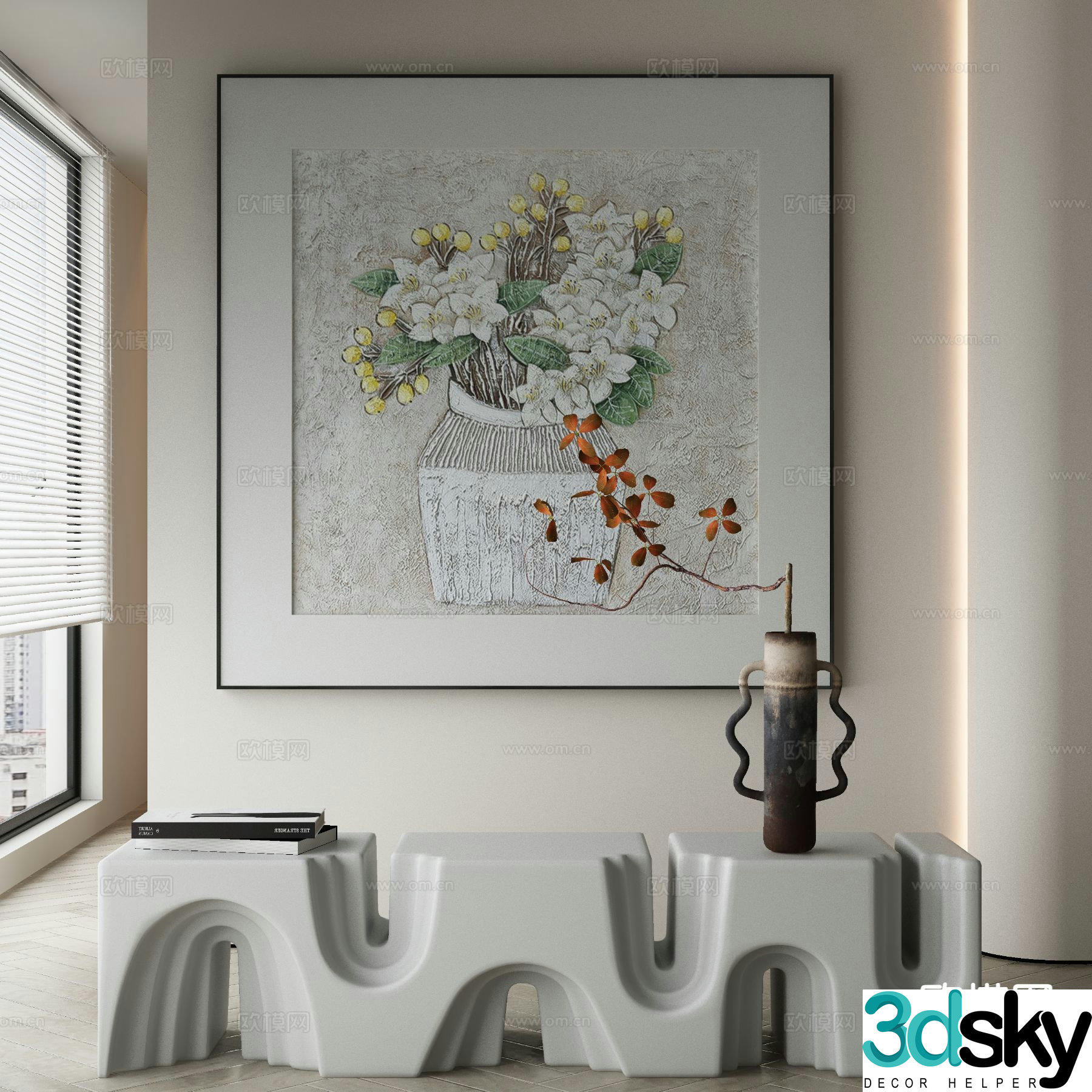 Modern decorative painting vase oil painting 3d model