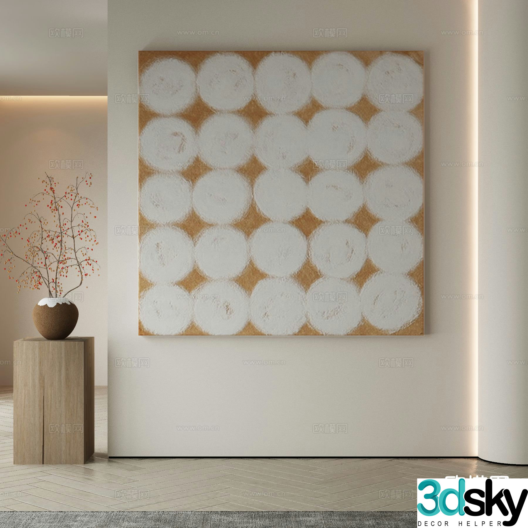 Modern decorative painting texture painting geometric hanging painting 3D model