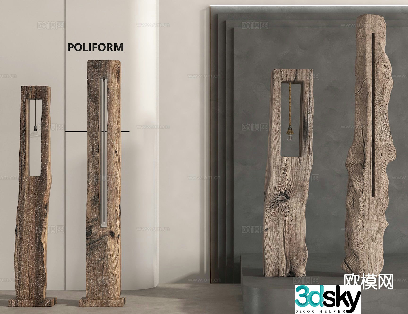 Log style floor lamp artistic floor lamp 3d model