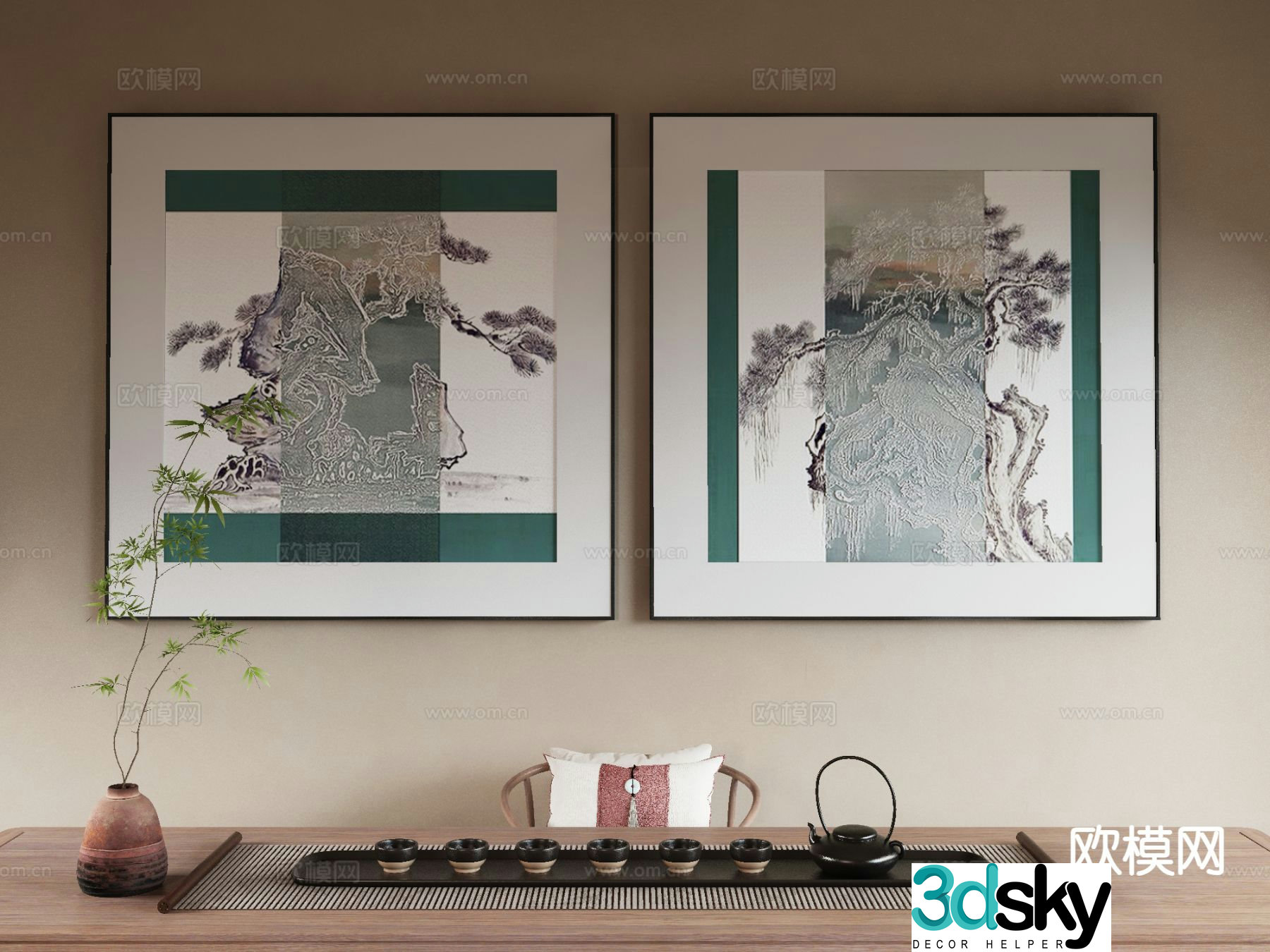 New Chinese style decorative painting 3d model