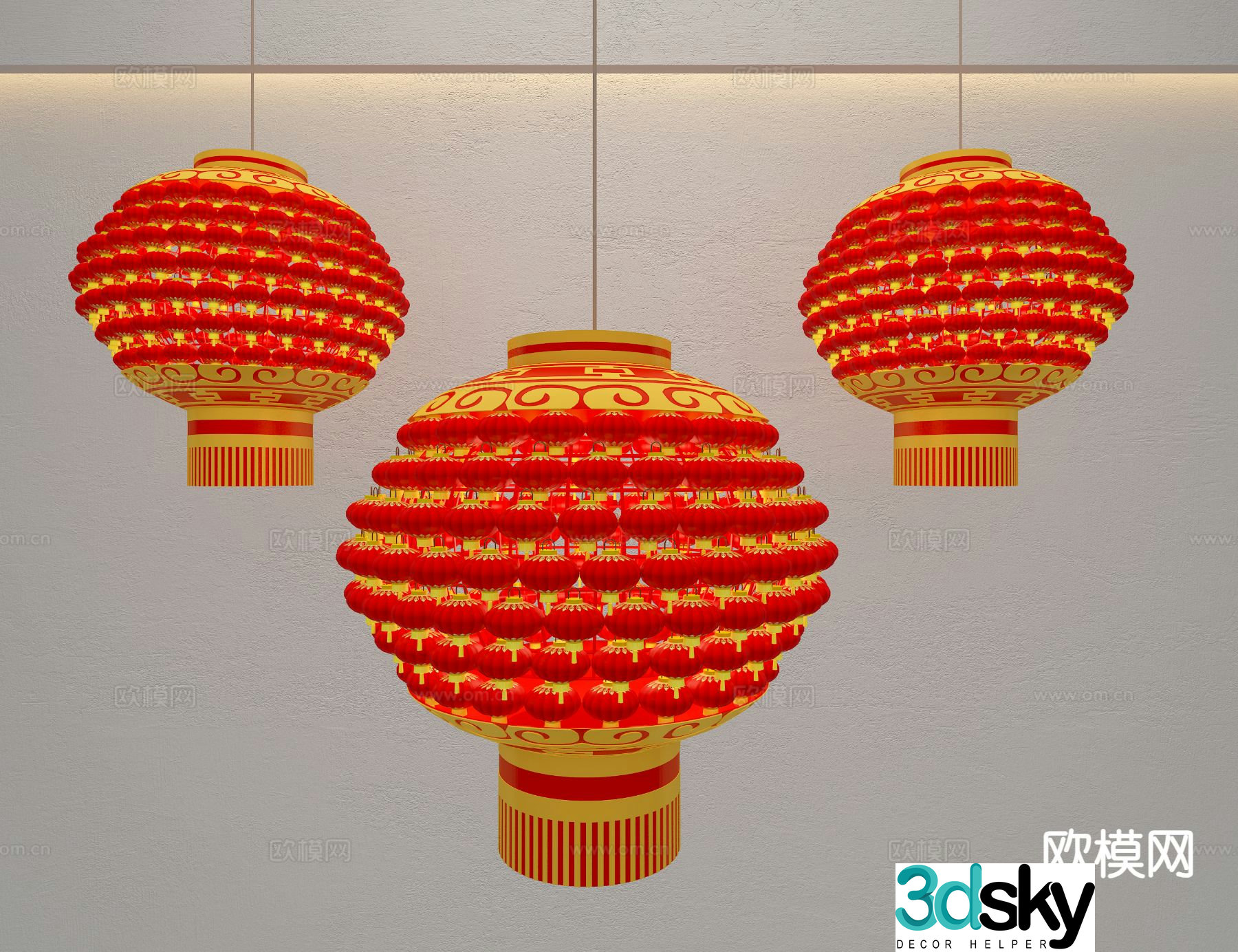 Chinese decorative lamp red lantern 3d model