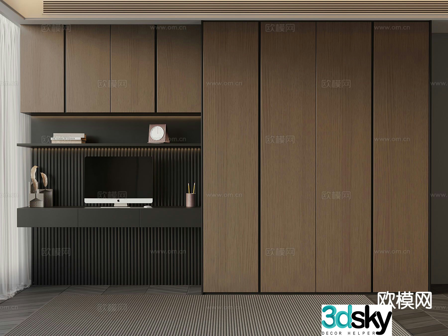 Italian minimalist wardrobe 3D model