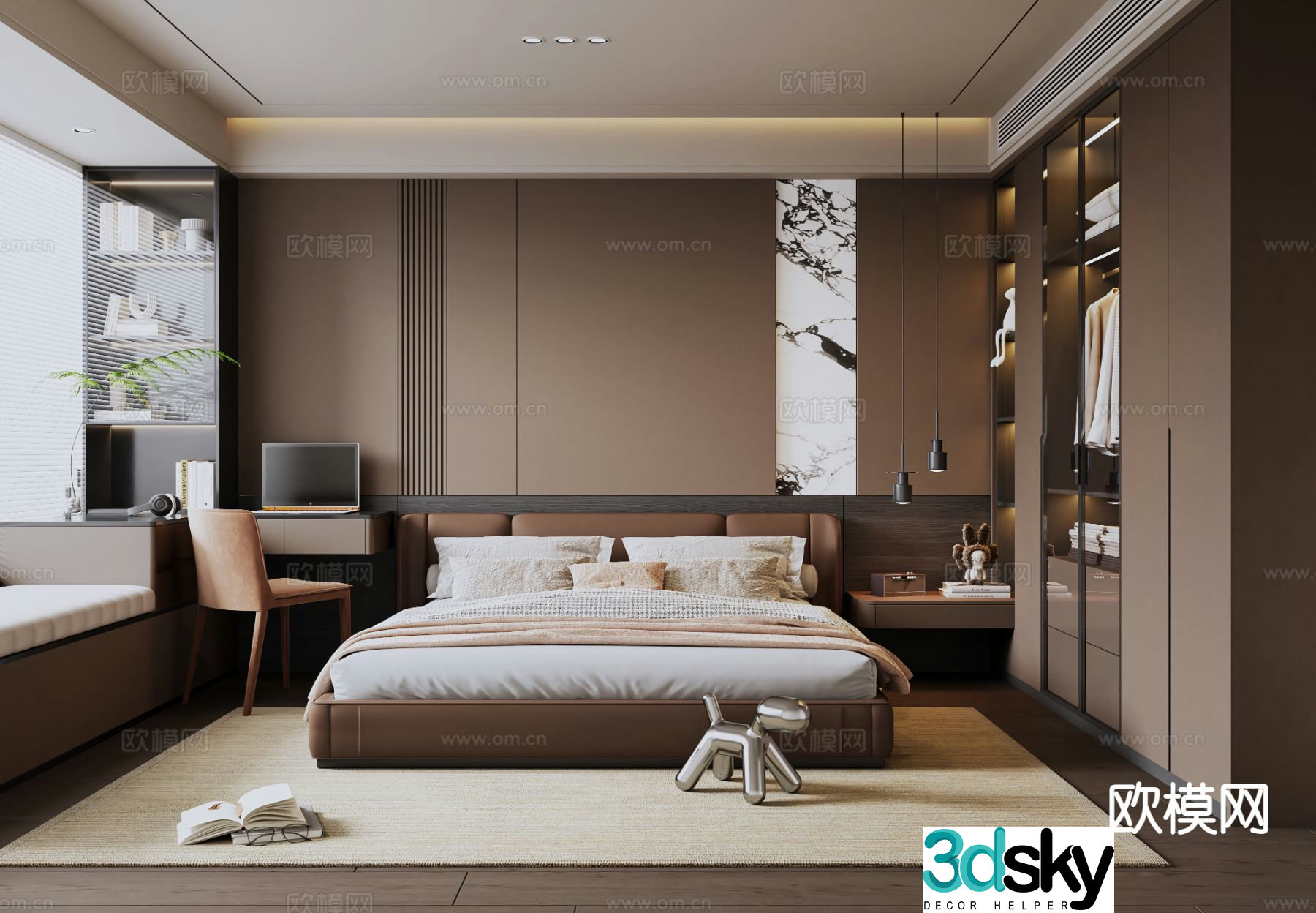 Italian style bedroom master bedroom 3d model