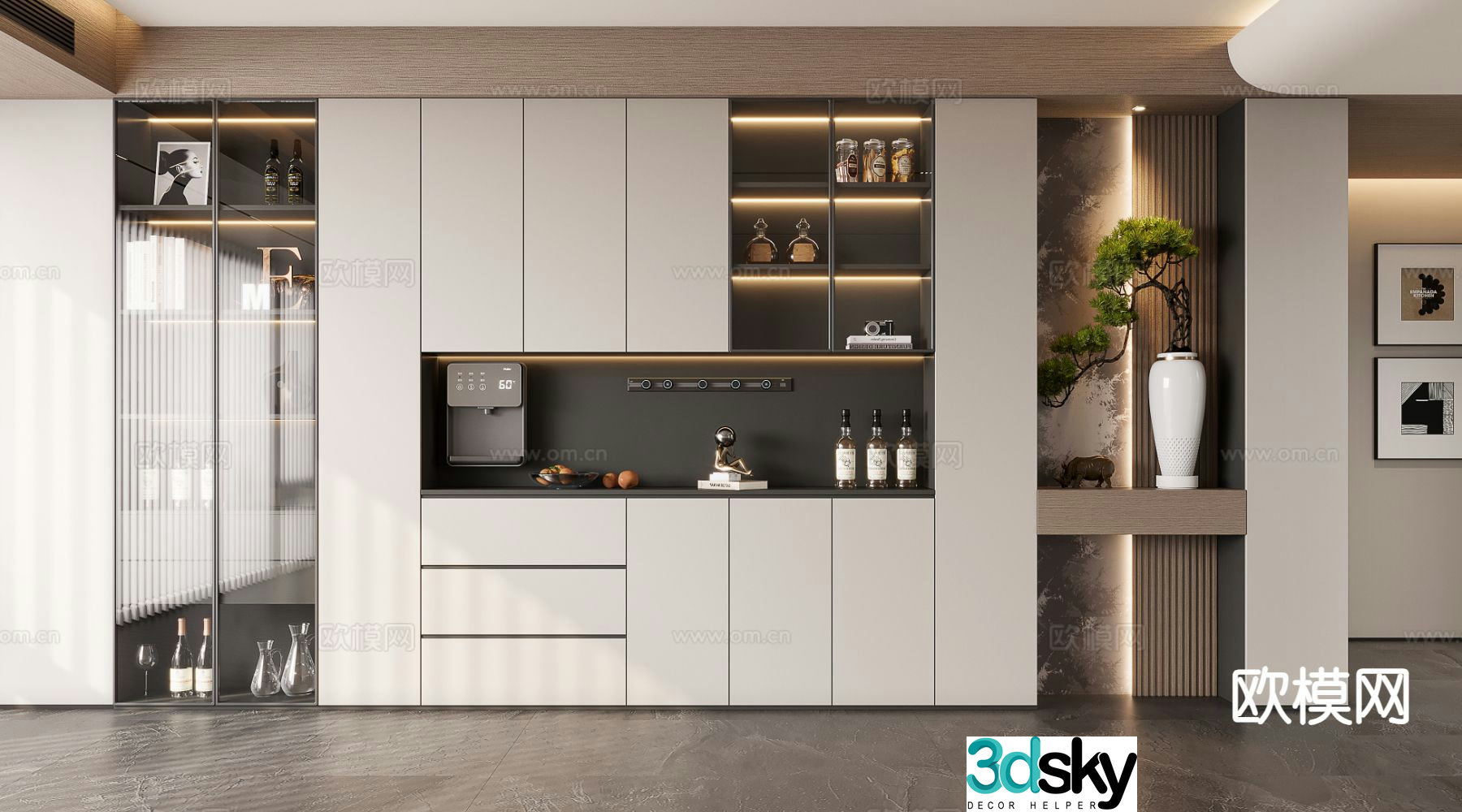 Modern glass wine cabinet 3d model