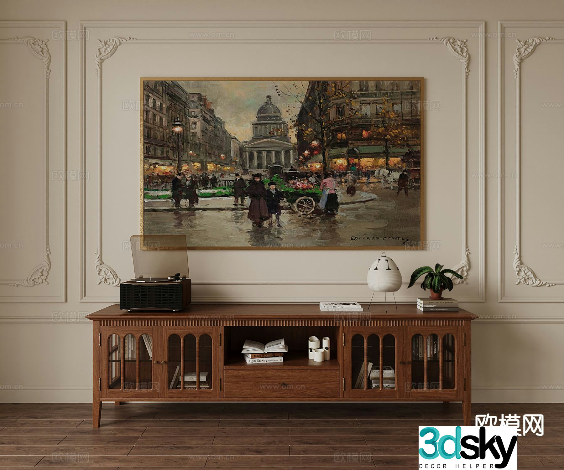 French TV cabinet 3d model