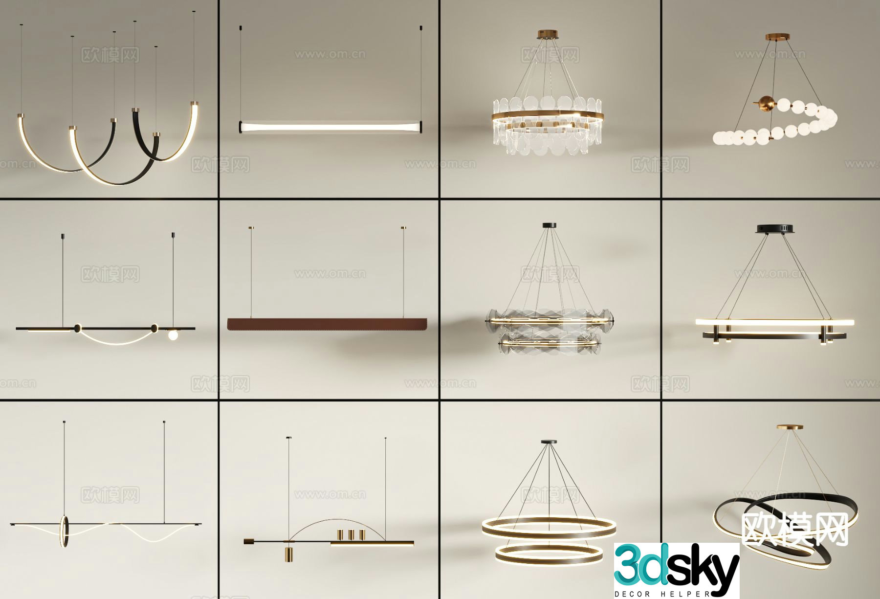 Modern chandelier hall chandelier 3d model