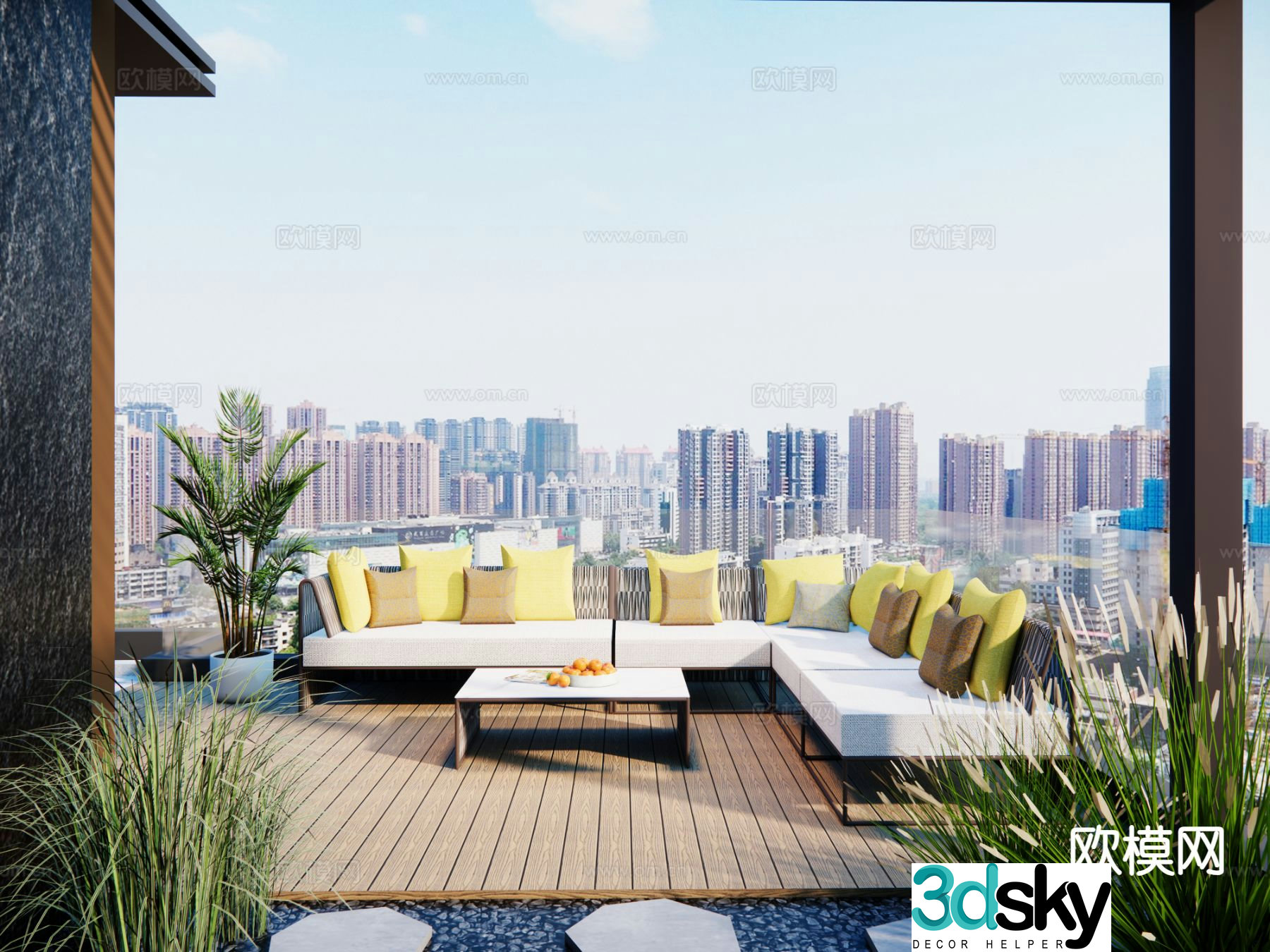 Modern rooftop sofa patio sofa outdoor sofa 3d model
