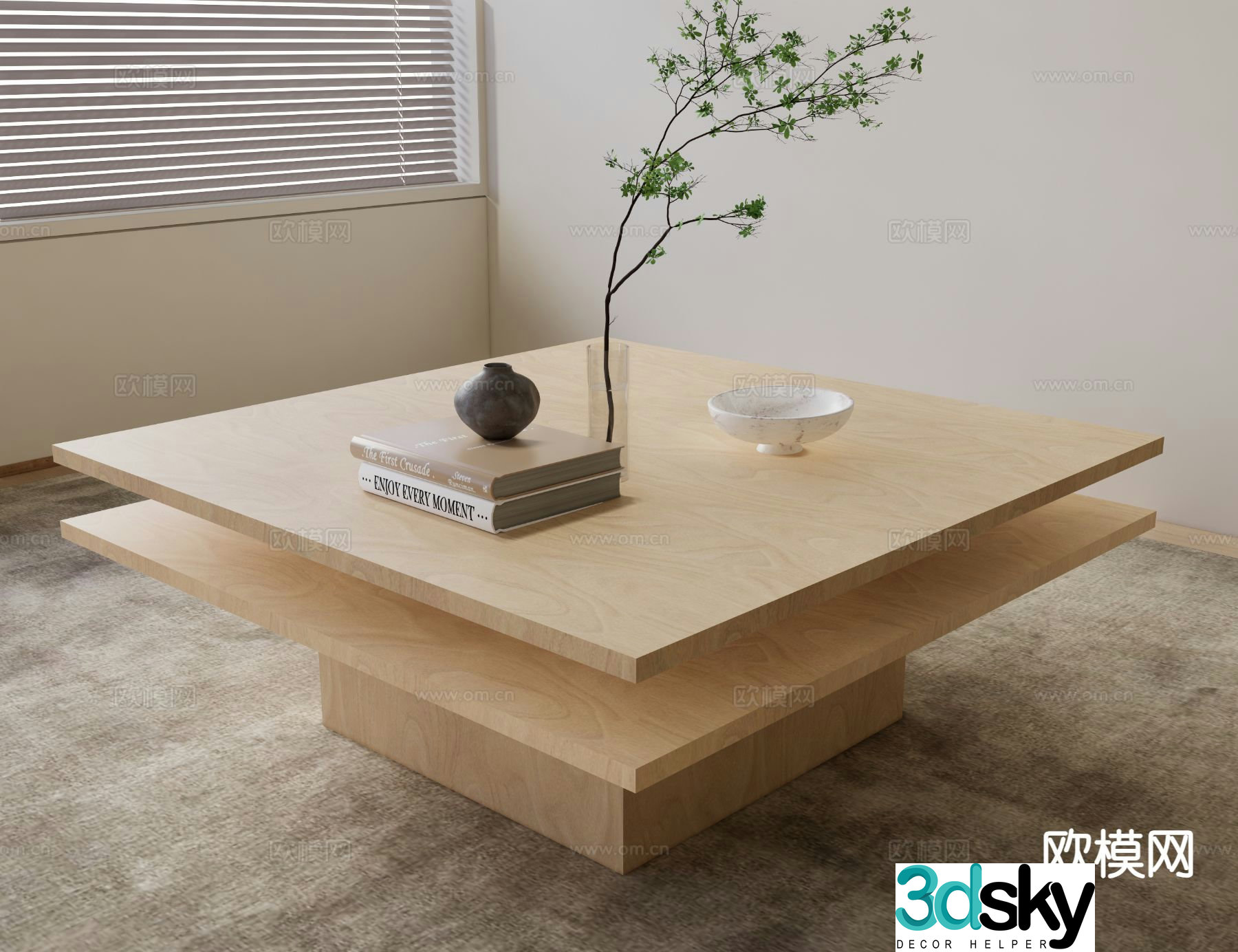 Log style coffee table 3D model