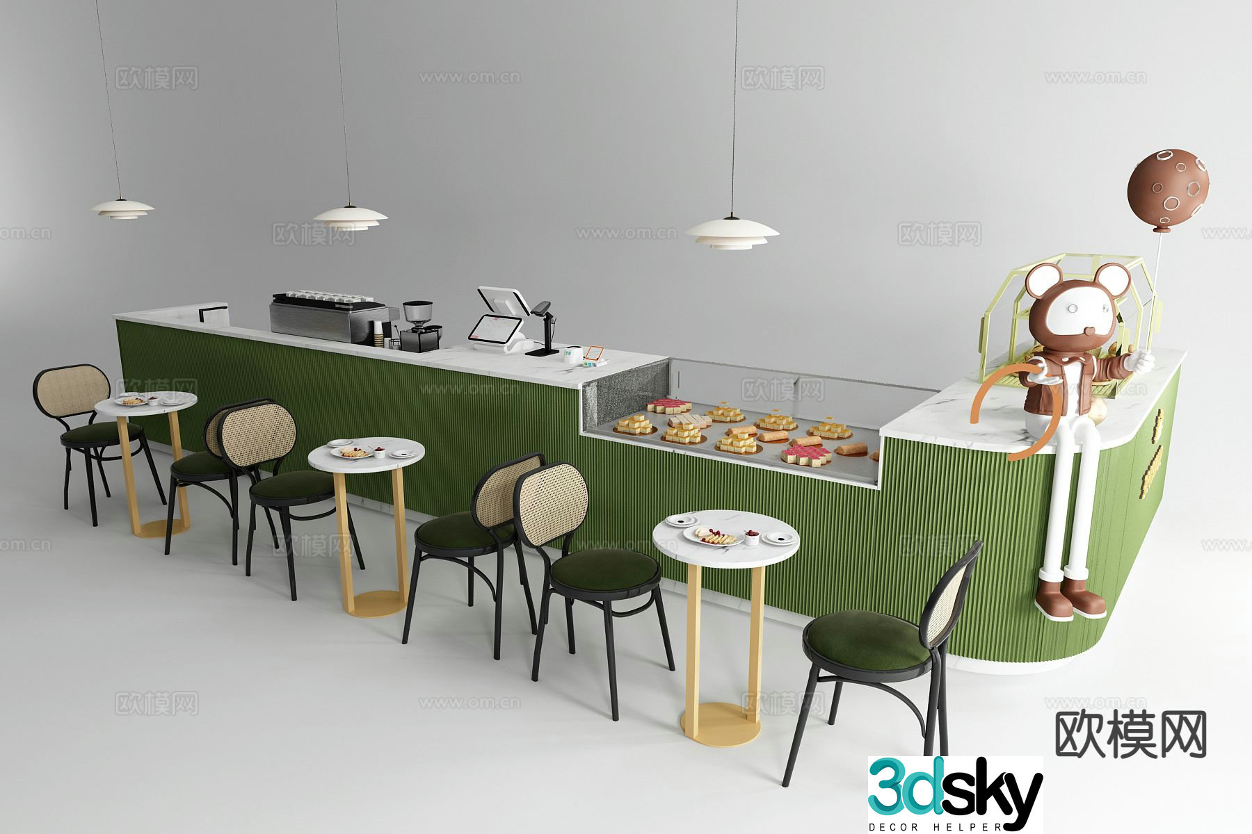 Milk tea dessert shop operation table bar coffee table 3d model