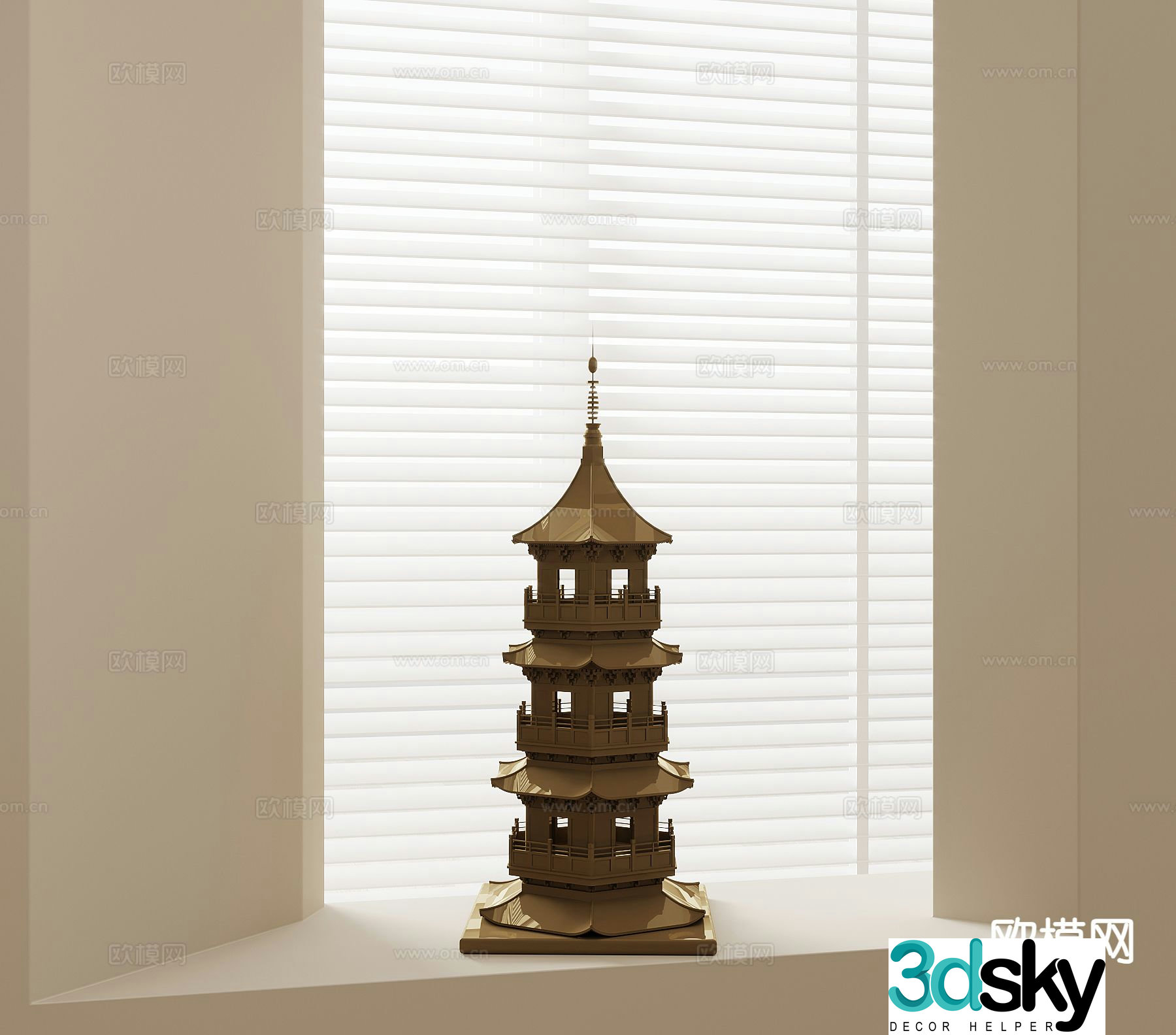 New Chinese temple ornaments sculpture 3D model