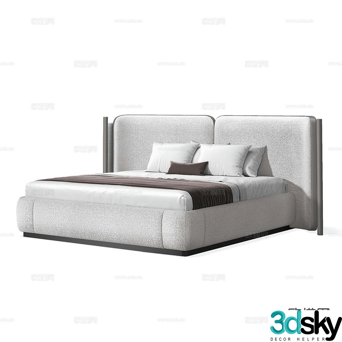 Modern minimalist double bed 3d model