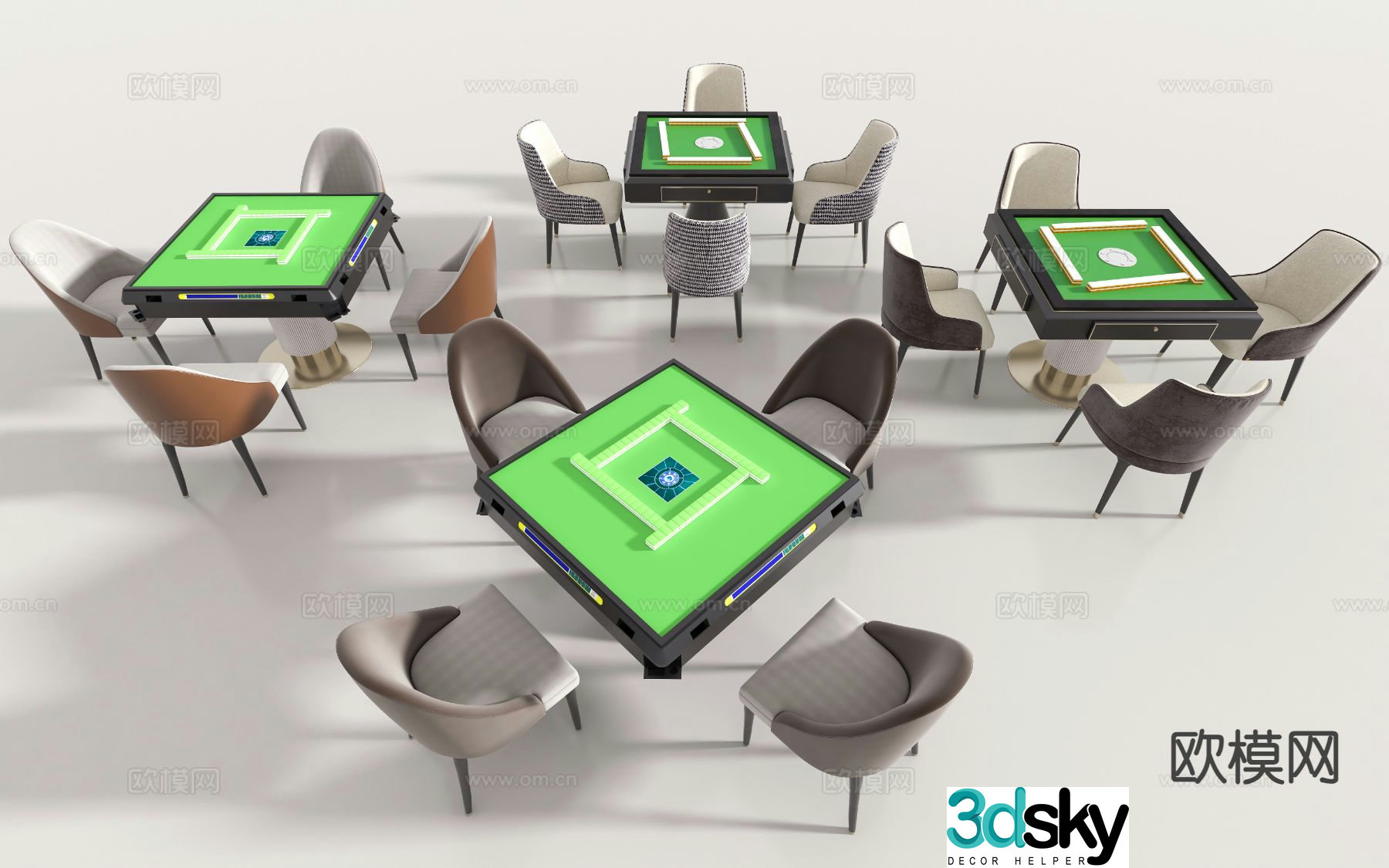 Modern mahjong tables and chairs mahjong machine chess and card table 3d model