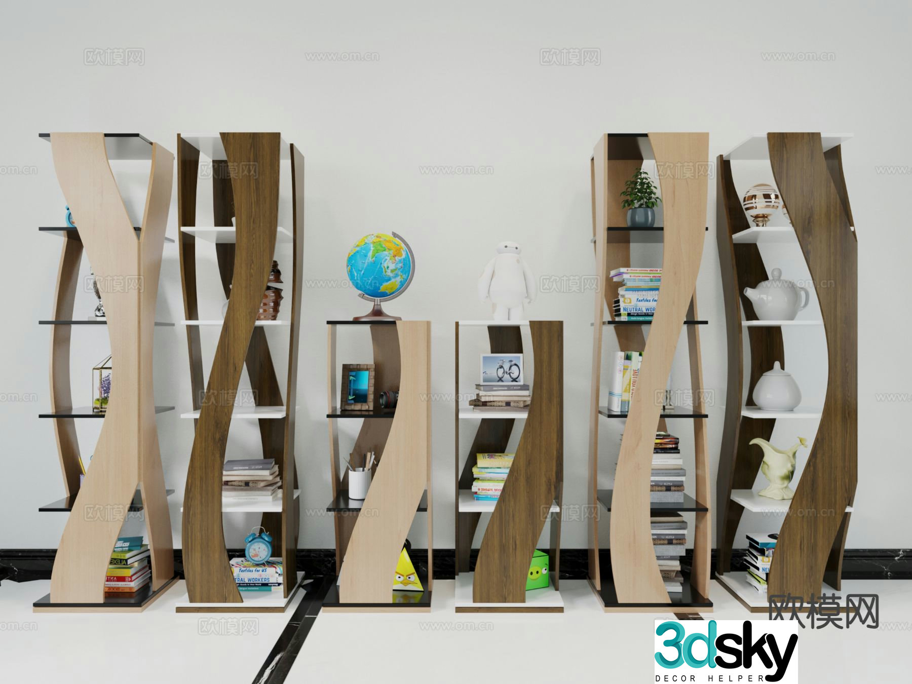 Rotating bookcase 360 â€‹â€‹degree bookshelf floor cabinet storage corner cabinet 3D model
