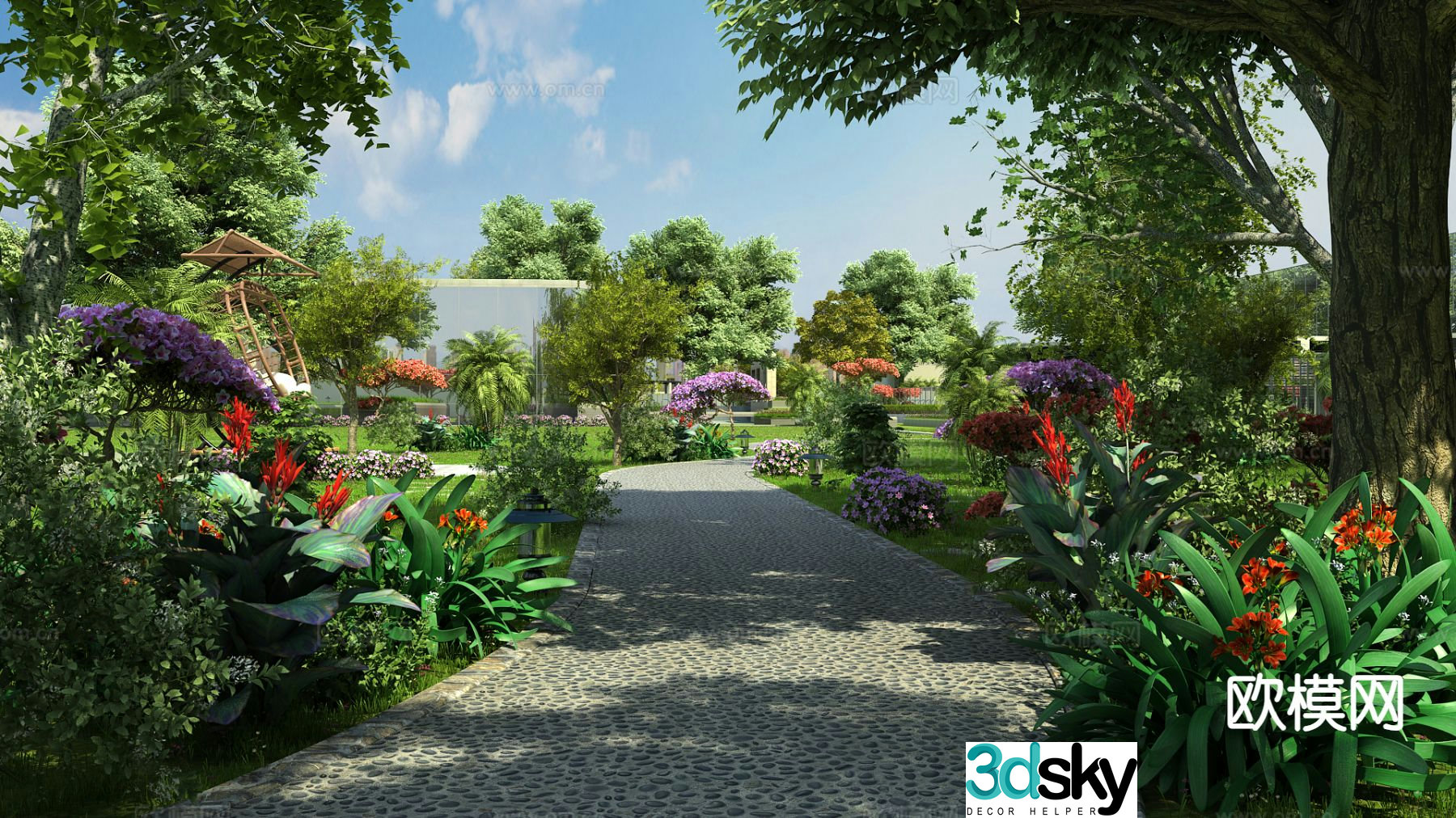 Modern park landscape 3d model