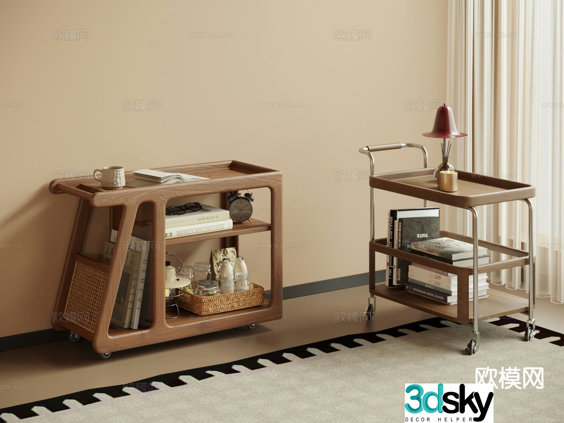Medieval style side table and corner table 3D model