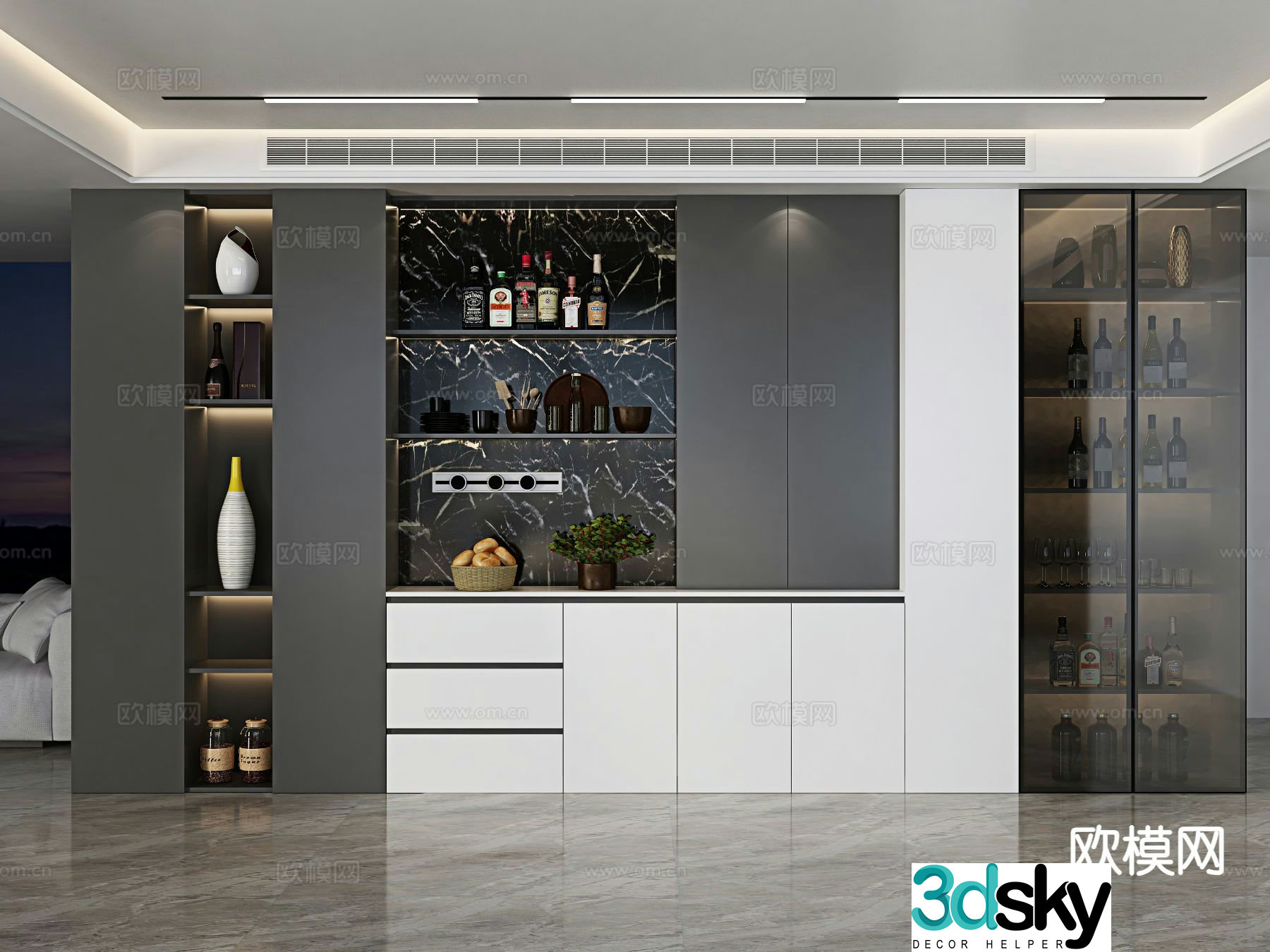 Modern sideboard wine cabinet 3d model