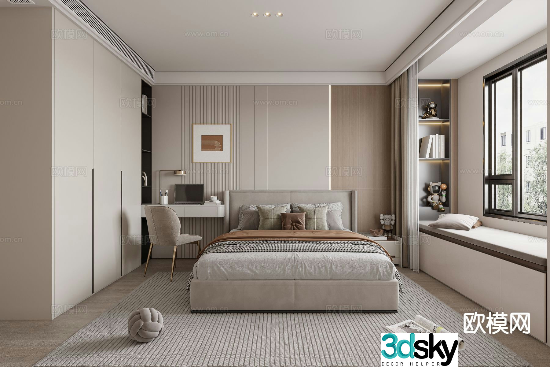 Modern bedroom second bedroom 3d model