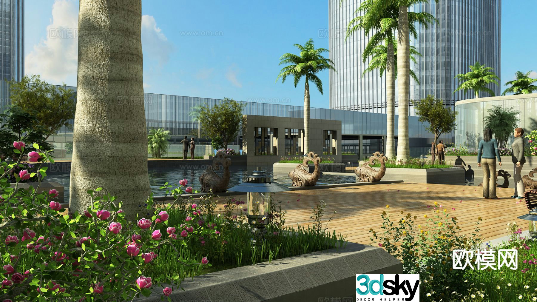 Modern roof garden garden landscape 3d model