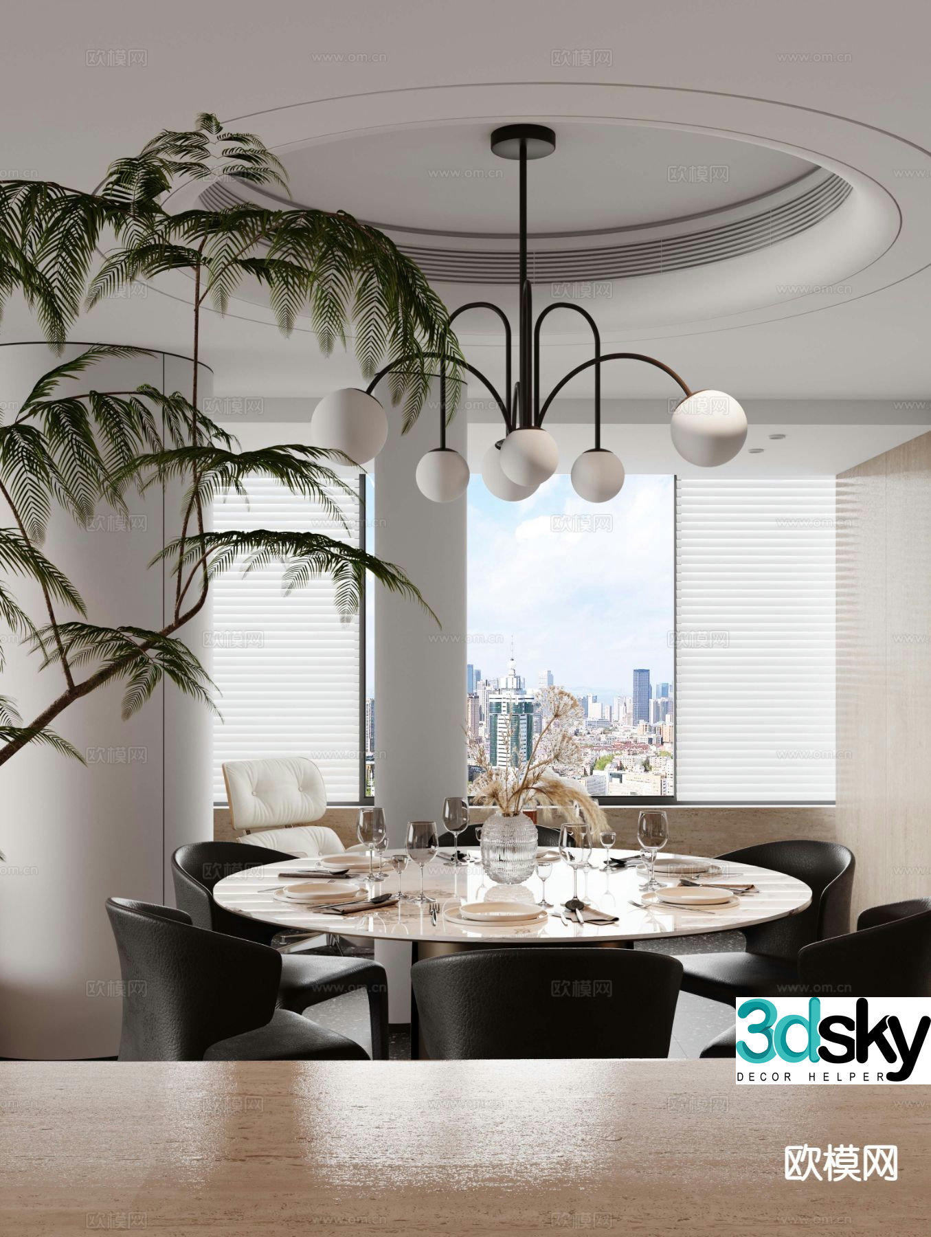 Modern round restaurant 3d model