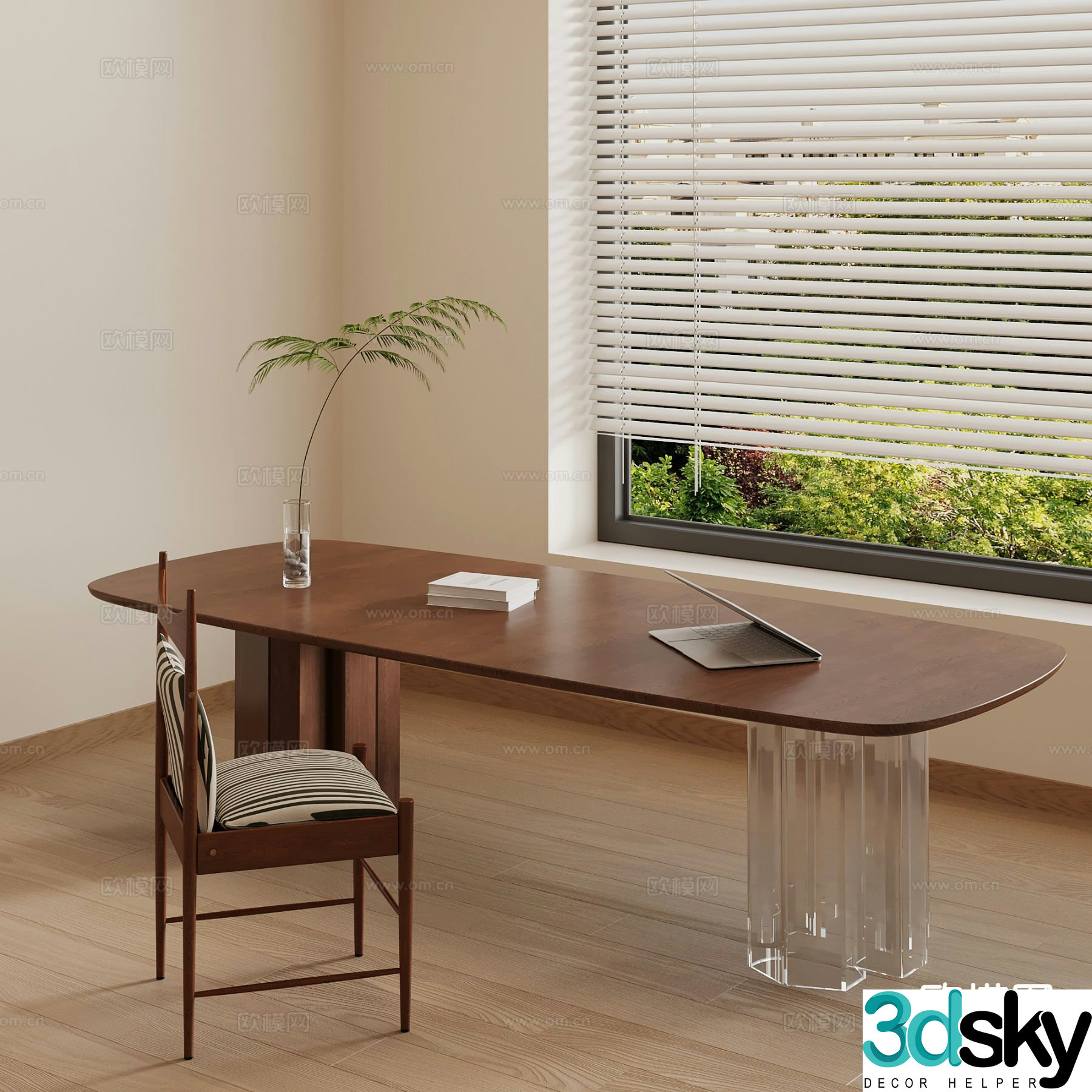 New Chinese style tables and chairs study tables and chairs desks and chairs 3D model