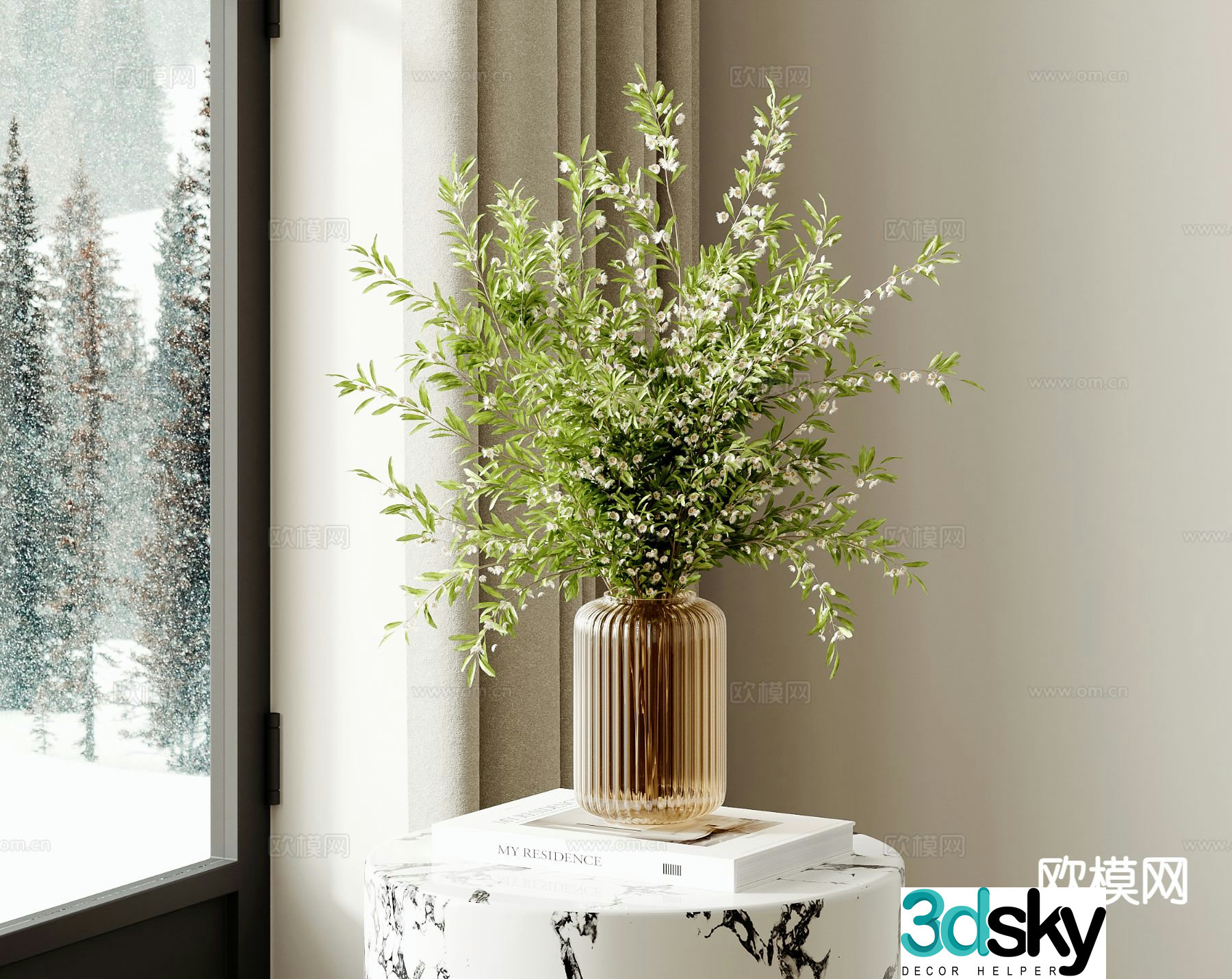 vase floral arrangement flower arrangement flowers 3d model