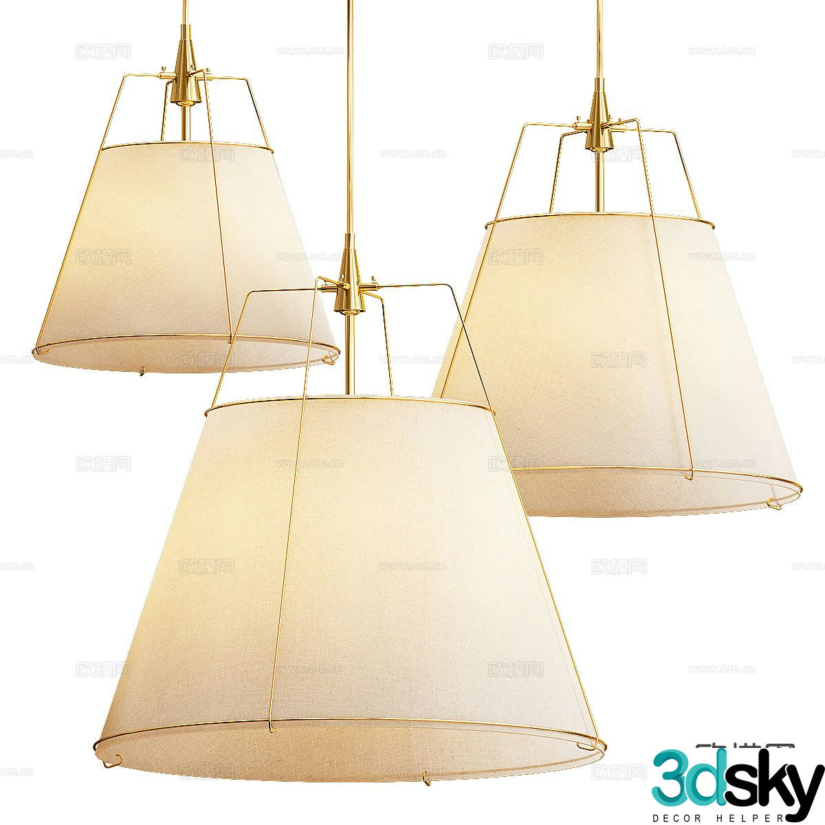 Wabi-sabi style chandelier 3d model