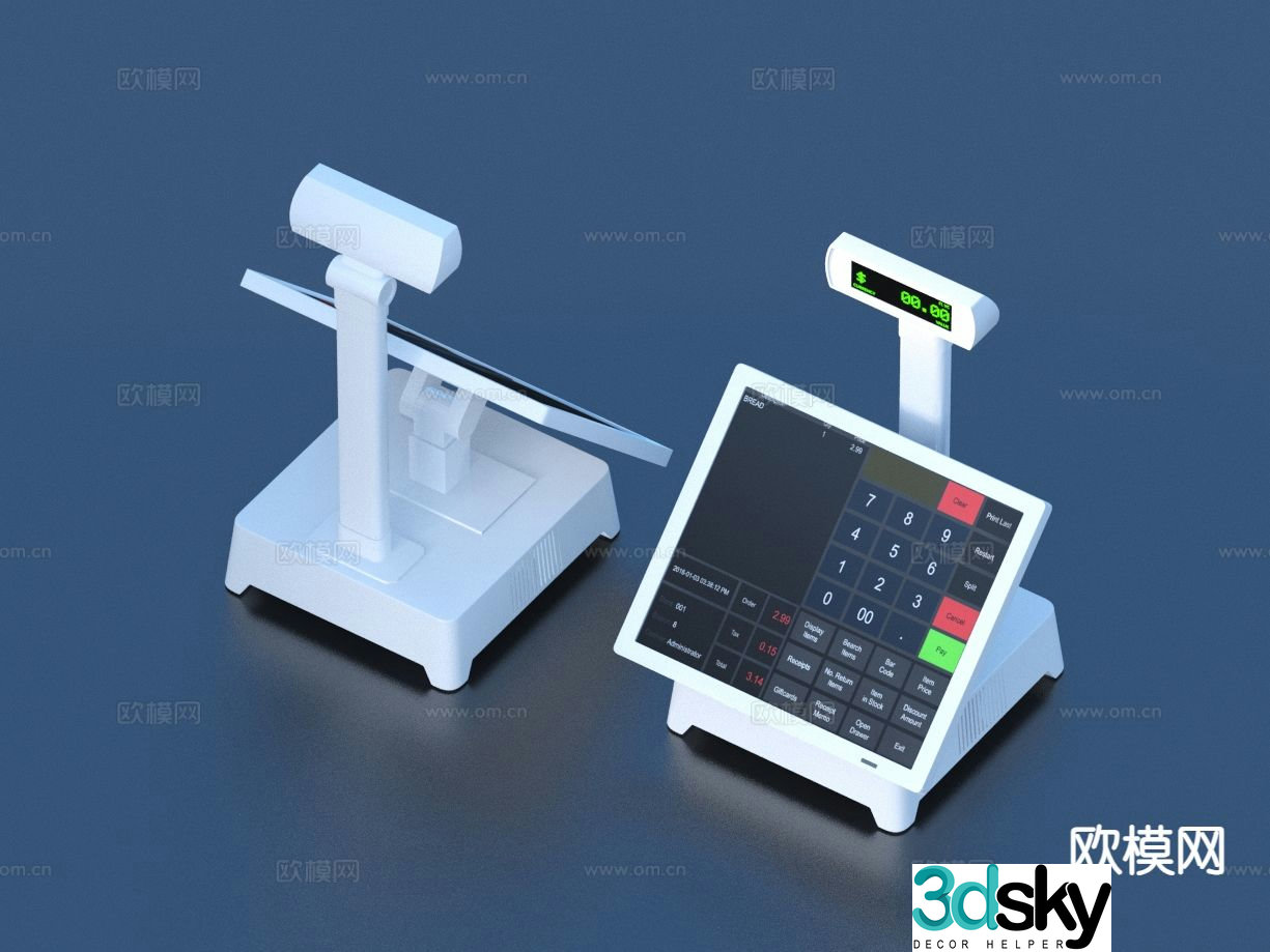 Cash register supermarket supplies 3d model