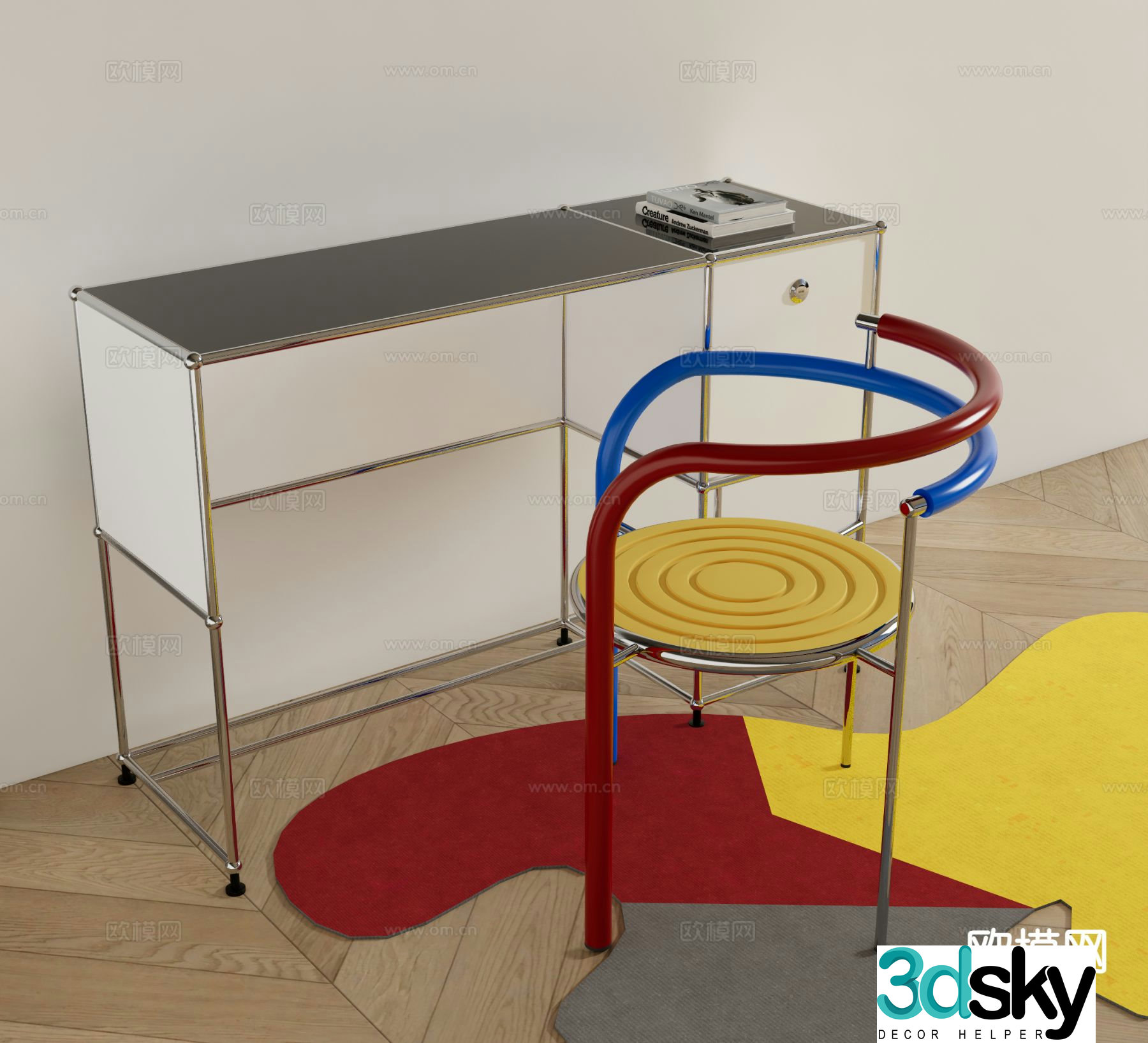 Modern leisure chair metal desk chair stainless steel desk chair 3d model