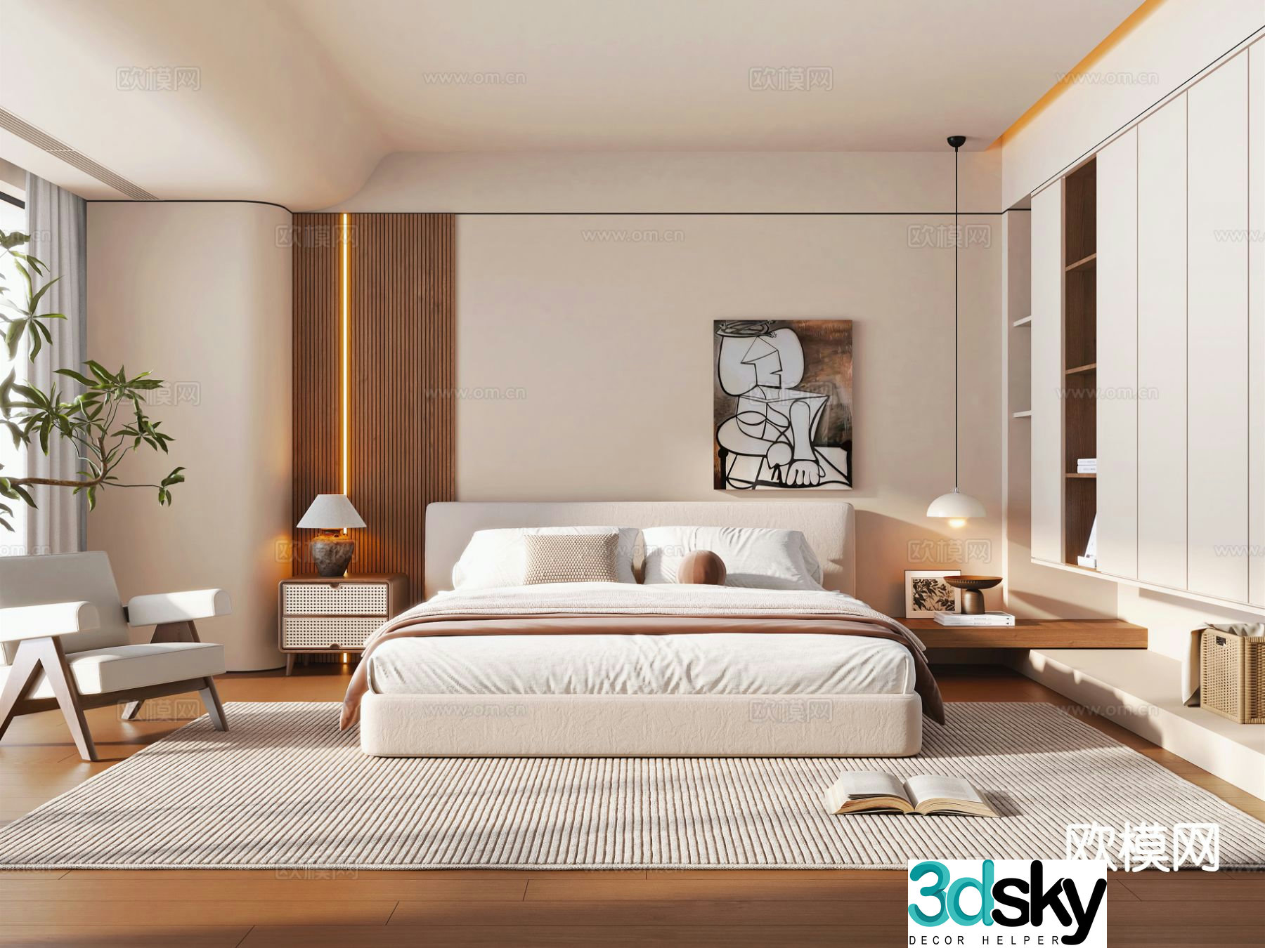 Modern bedroom master bedroom 3d model