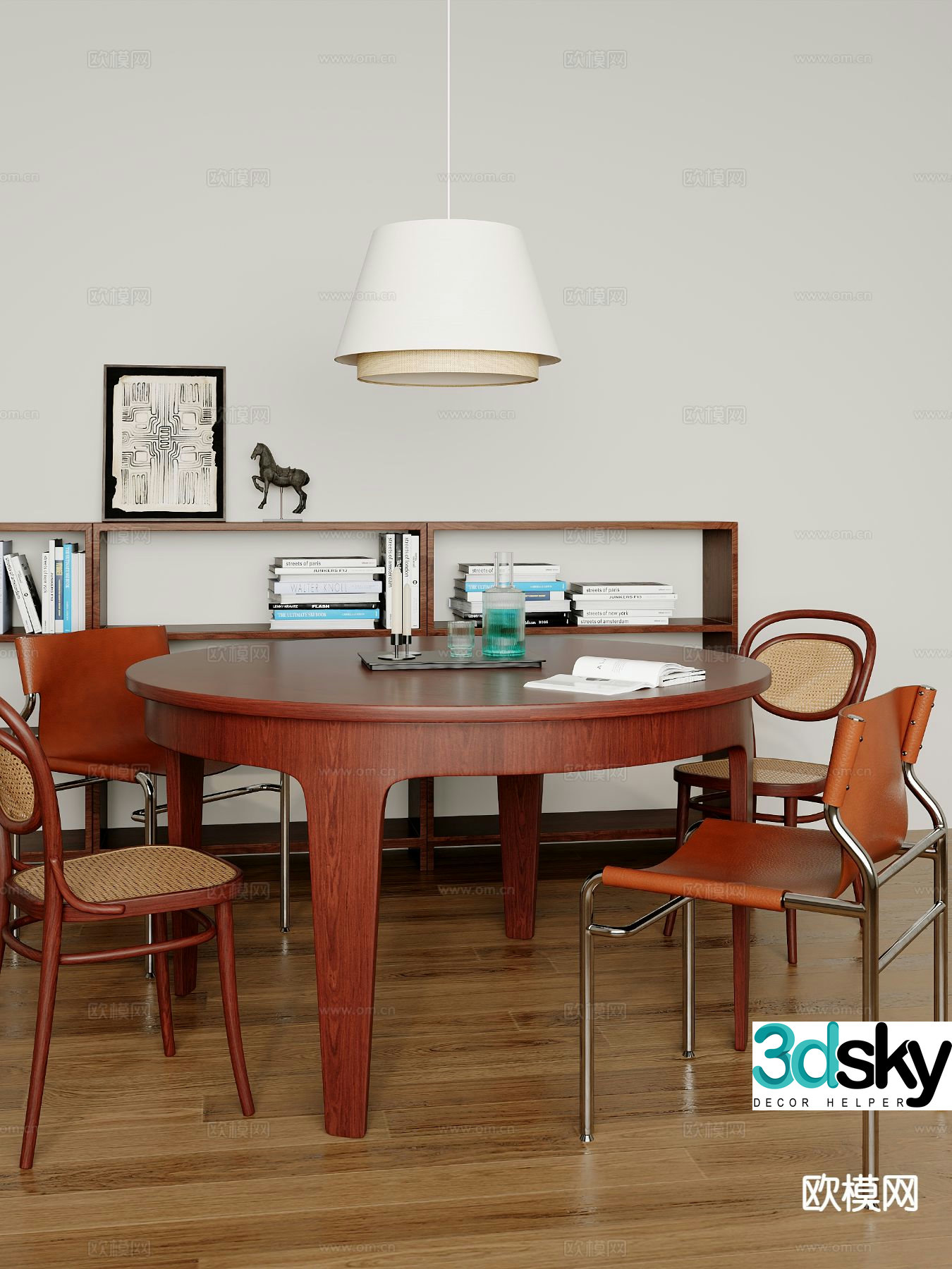 Medieval style dining table and chairs 3d model