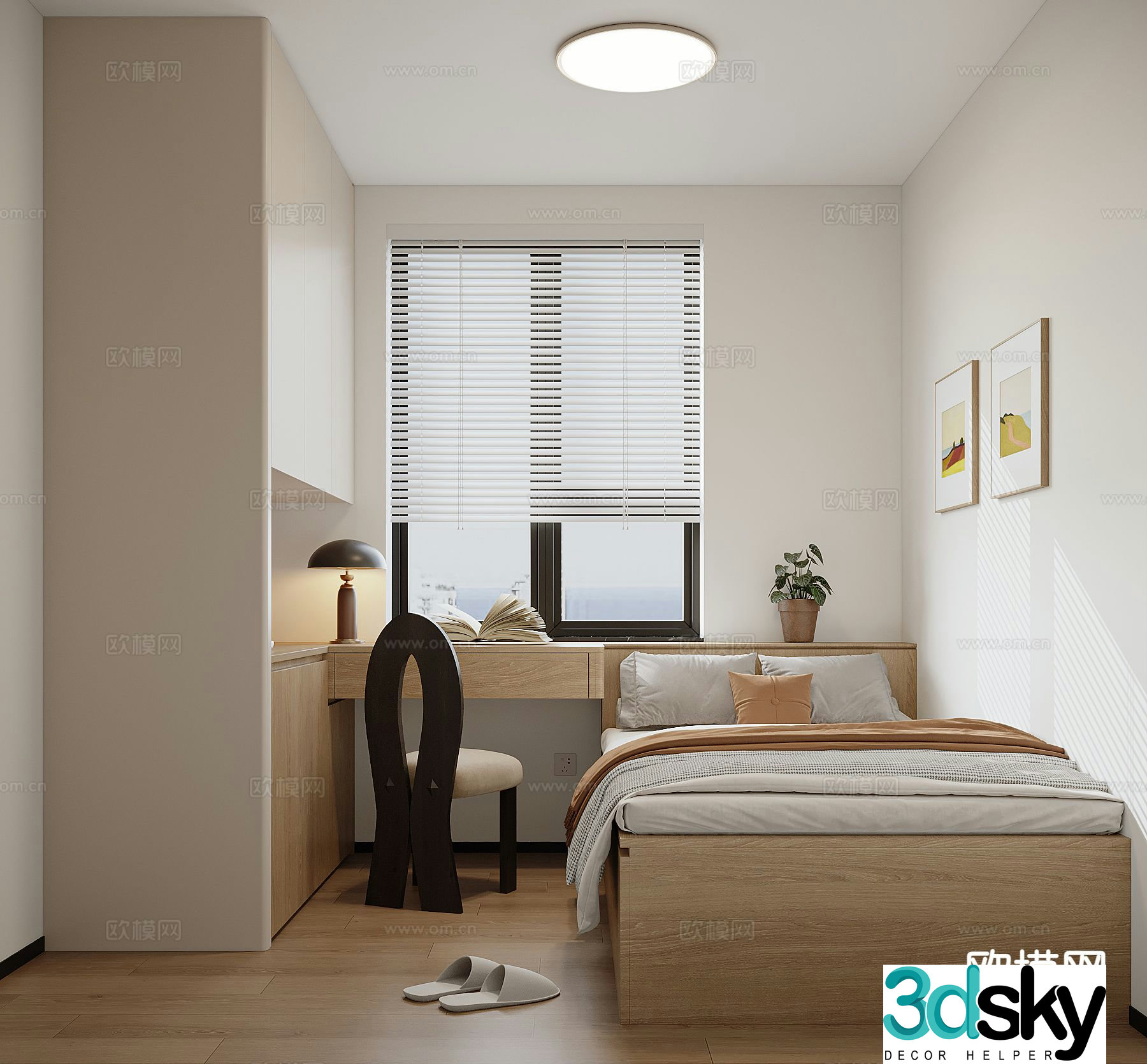 Modern tatami bedroom 3d model