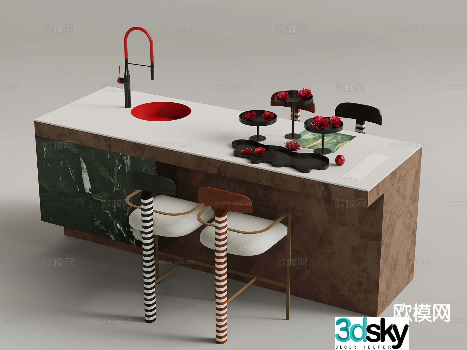 Italian island bar island 3D model