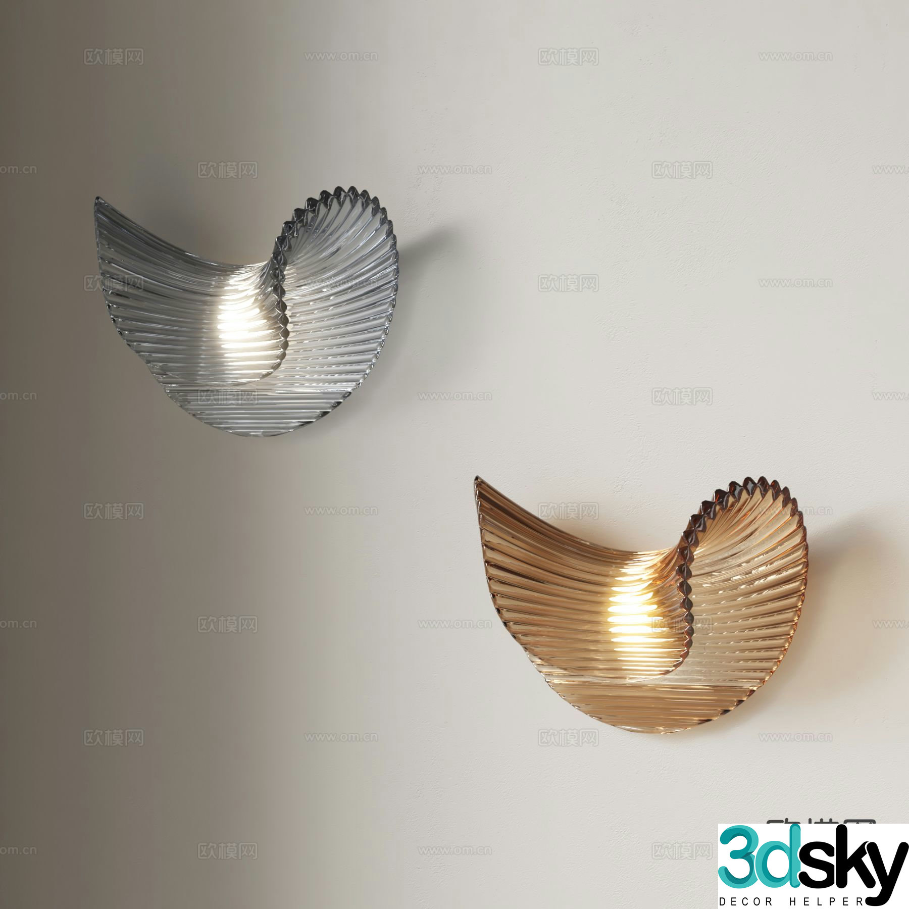 Glass wall lamp simple wall lamp 3d model