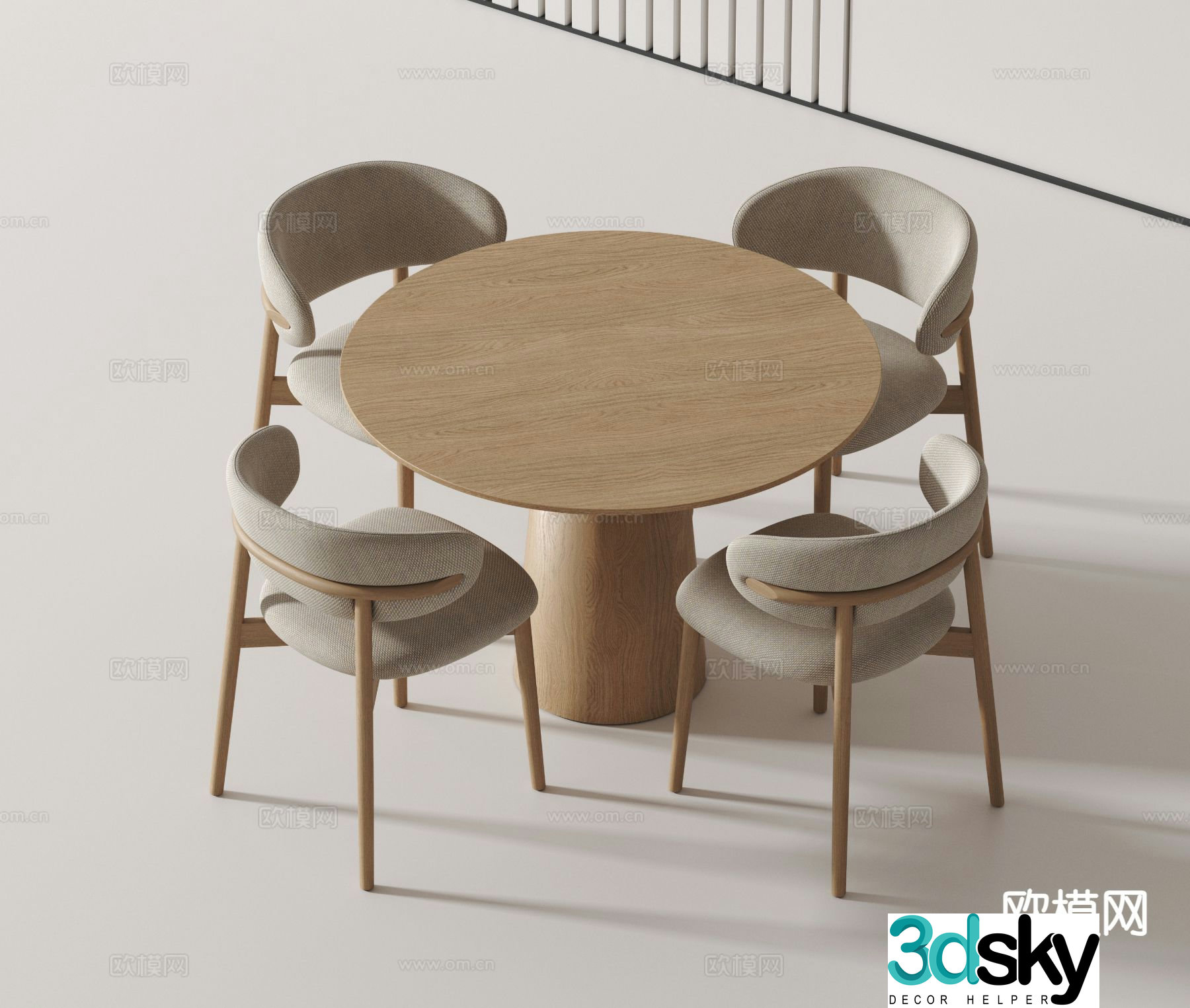 Modern leisure table and chairs 3d model