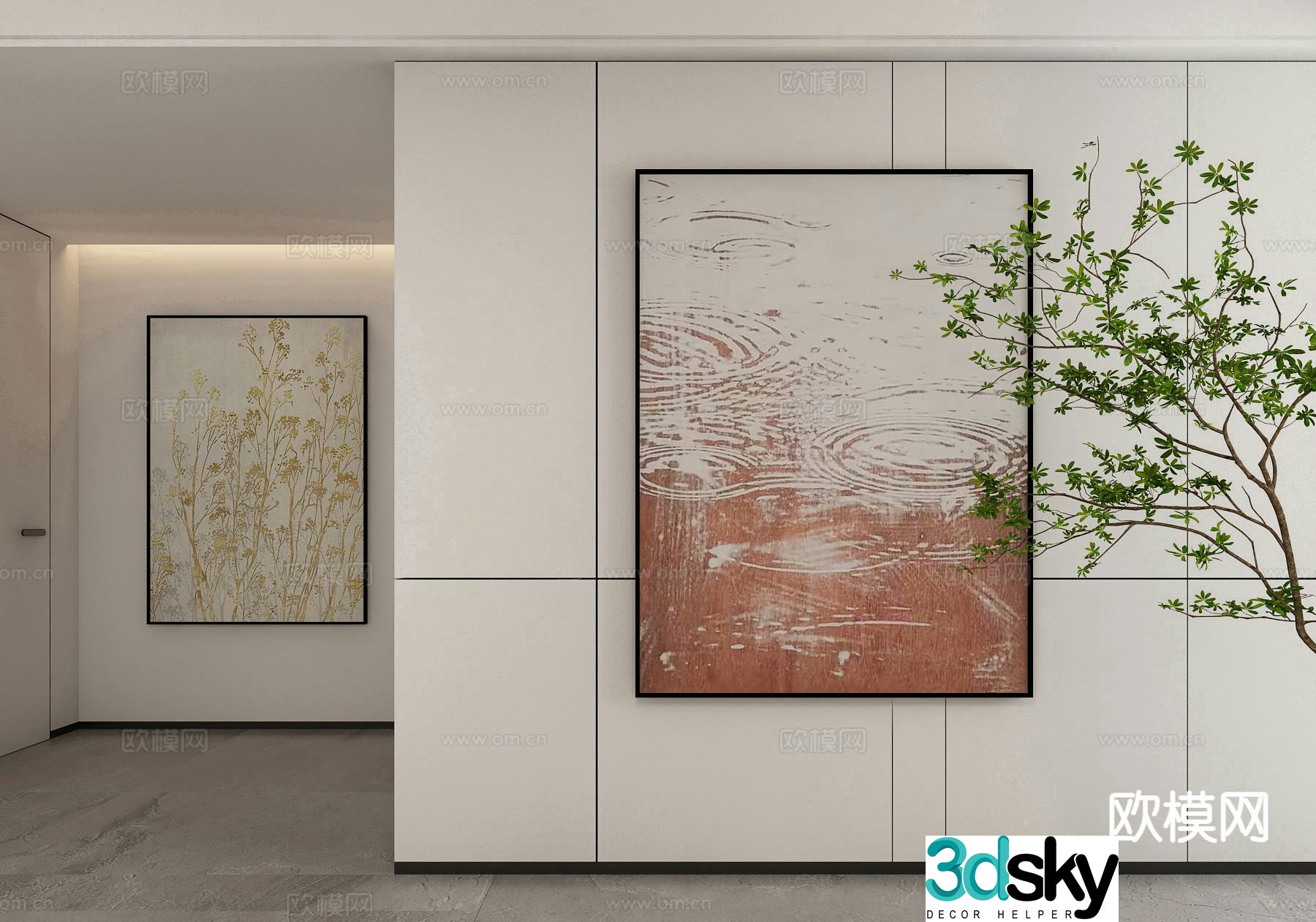 Modern art painting decorative painting 3d model