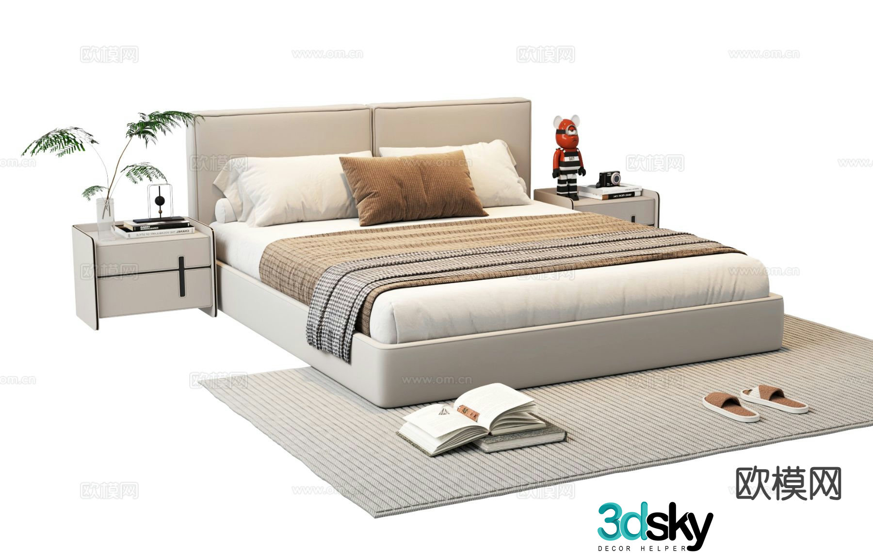 Modern double bed 3d model